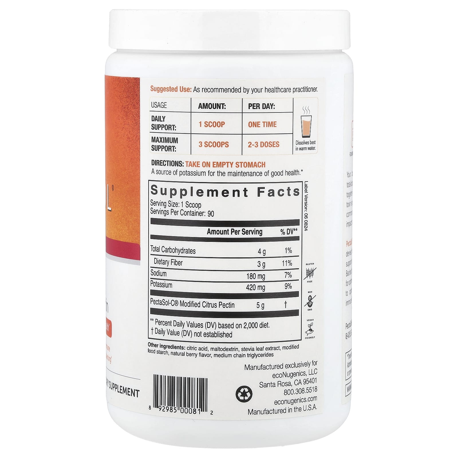Econugenics, PectaSol® Modified Citrus Pectin, Berry Infusion, 19.5 oz (552 g)