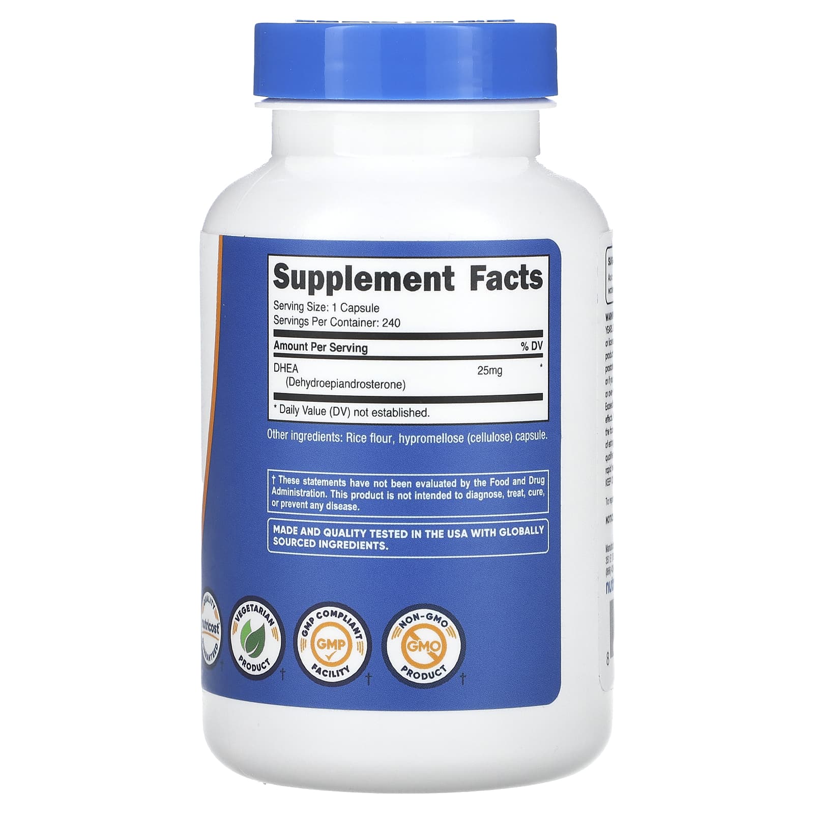 Nutricost, DHEA, 25 mg, 240 Capsules