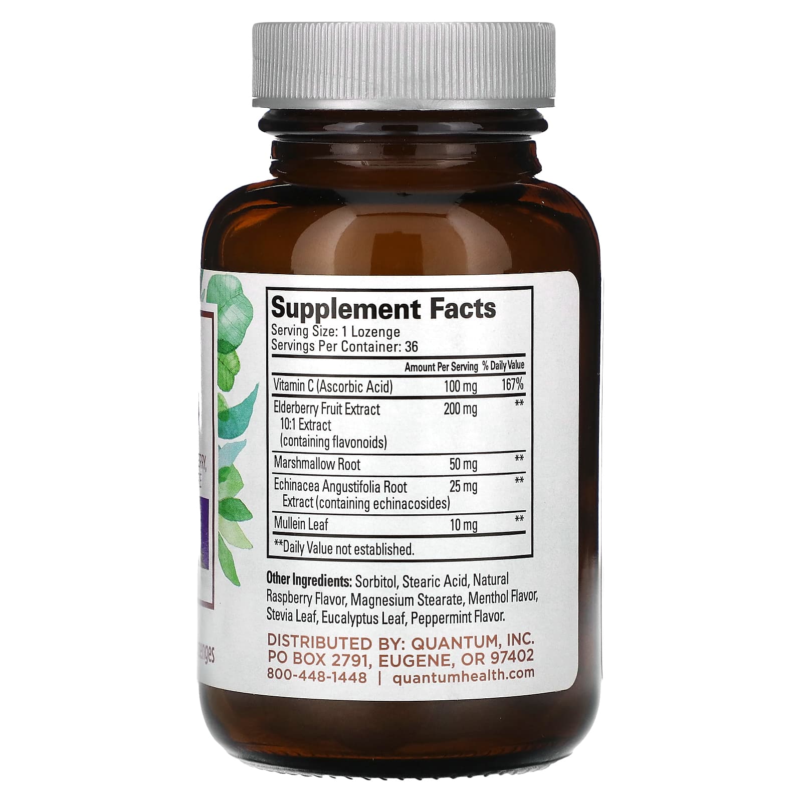 Quantum Health, Elderberry+ Immune Defense, Raspberry, 36 Lozenges