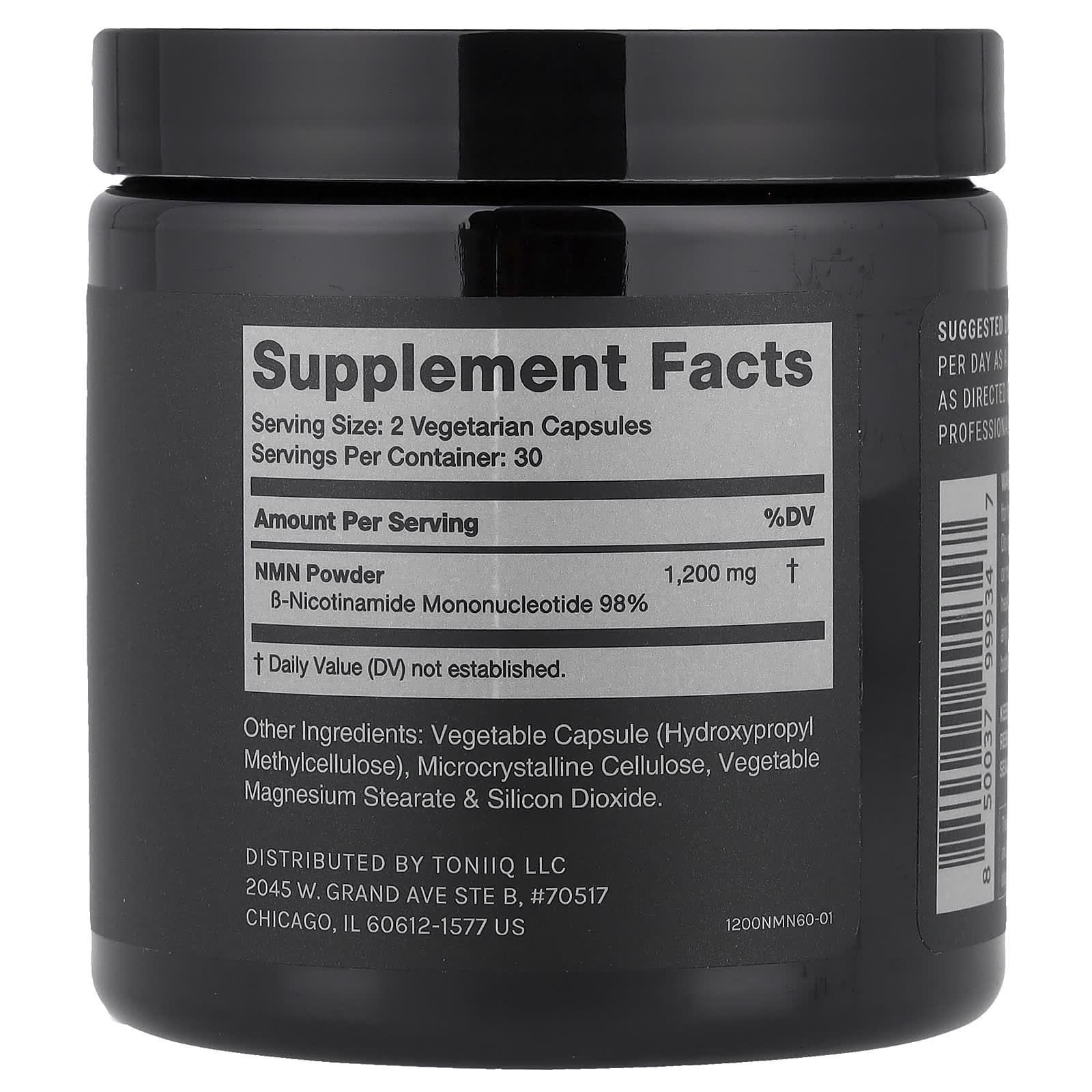 Toniiq, NMN 1200, 60 Capsules (600 mg per Capsule)
