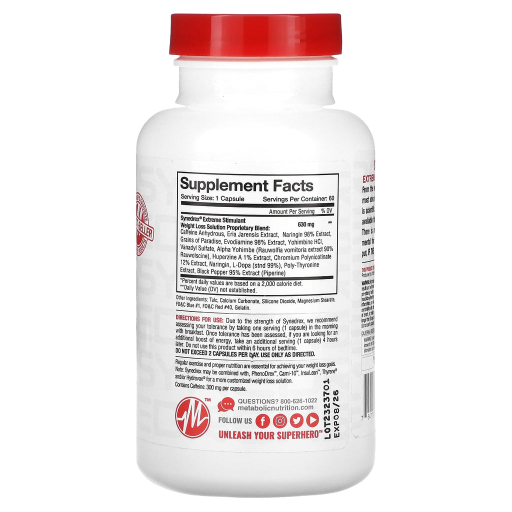 Metabolic Nutrition, Synedrex, Extreme Stimulant Weight Loss Solution, 60 Capsules