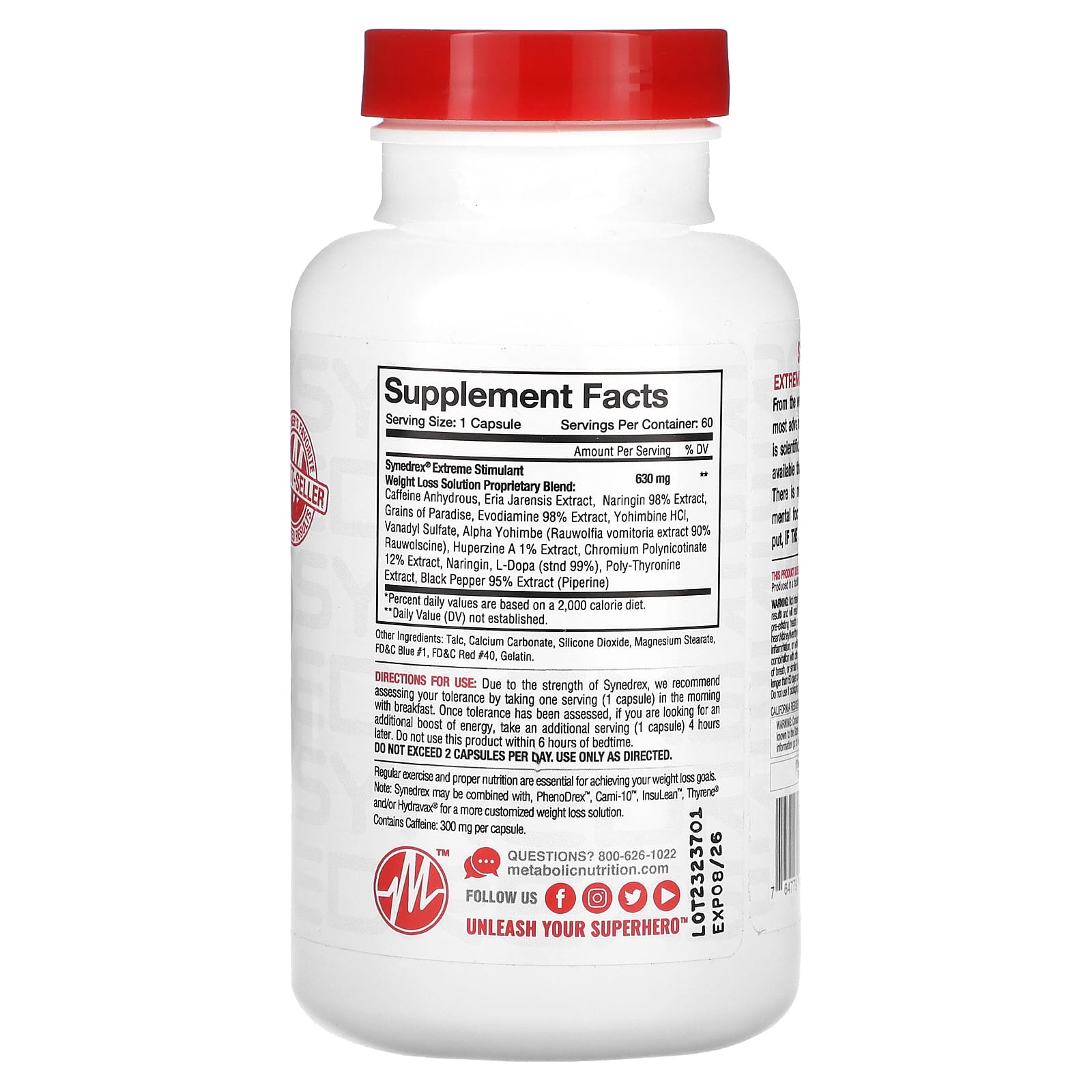 Metabolic Nutrition, Synedrex, Extreme Stimulant Weight Loss Solution, 60 Capsules