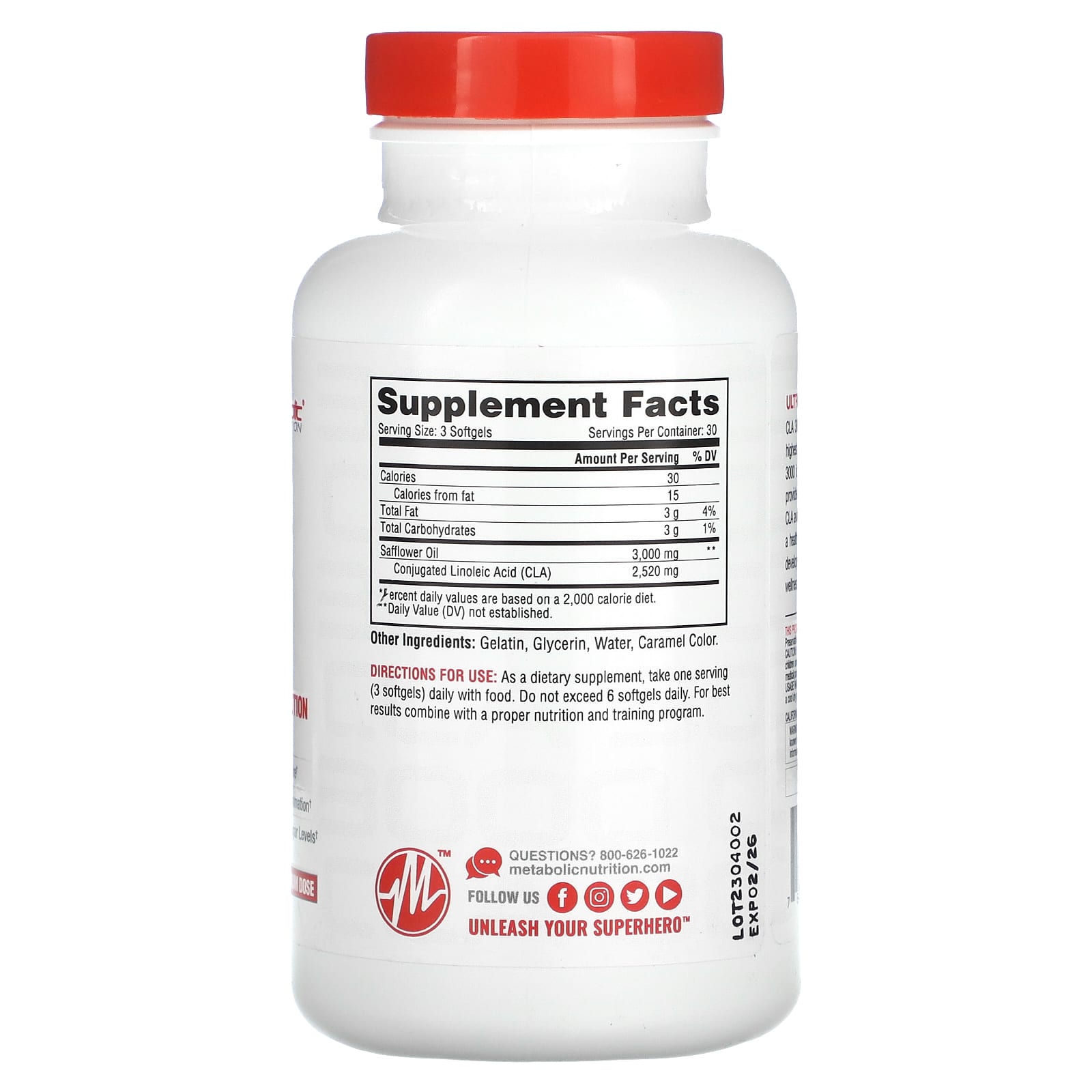 Metabolic Nutrition, CLA 3000, 90 Softgels (1,000 mg per Softgel)