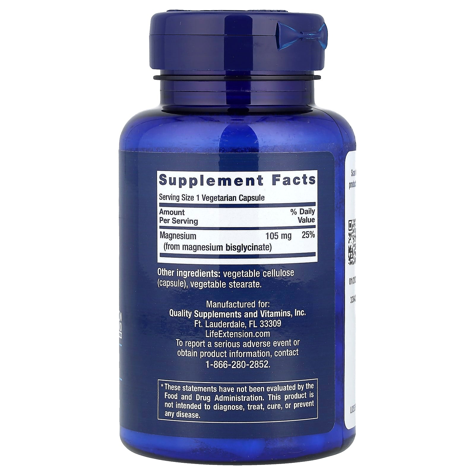 Life Extension, Magnesium Glycinate, 90 Vegetarian Capsules (105 mg per Capsule)