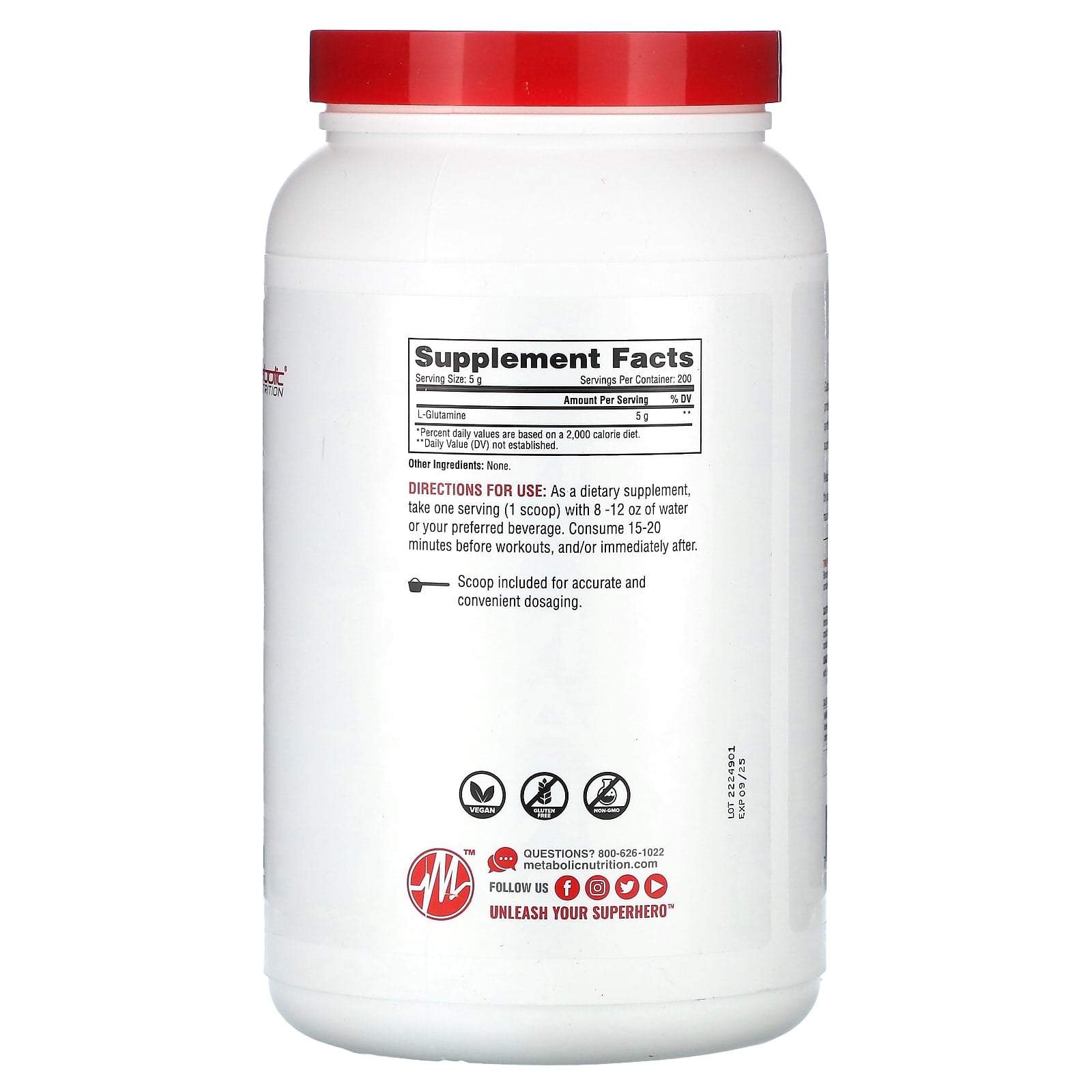 Metabolic Nutrition, L-Glutamine, Unflavored, 35.27 oz (1,000 g)