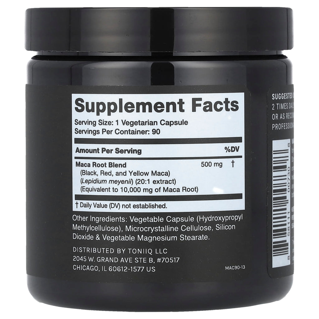 Toniiq, Maca, 90 Capsules (500 mg per Capsule)