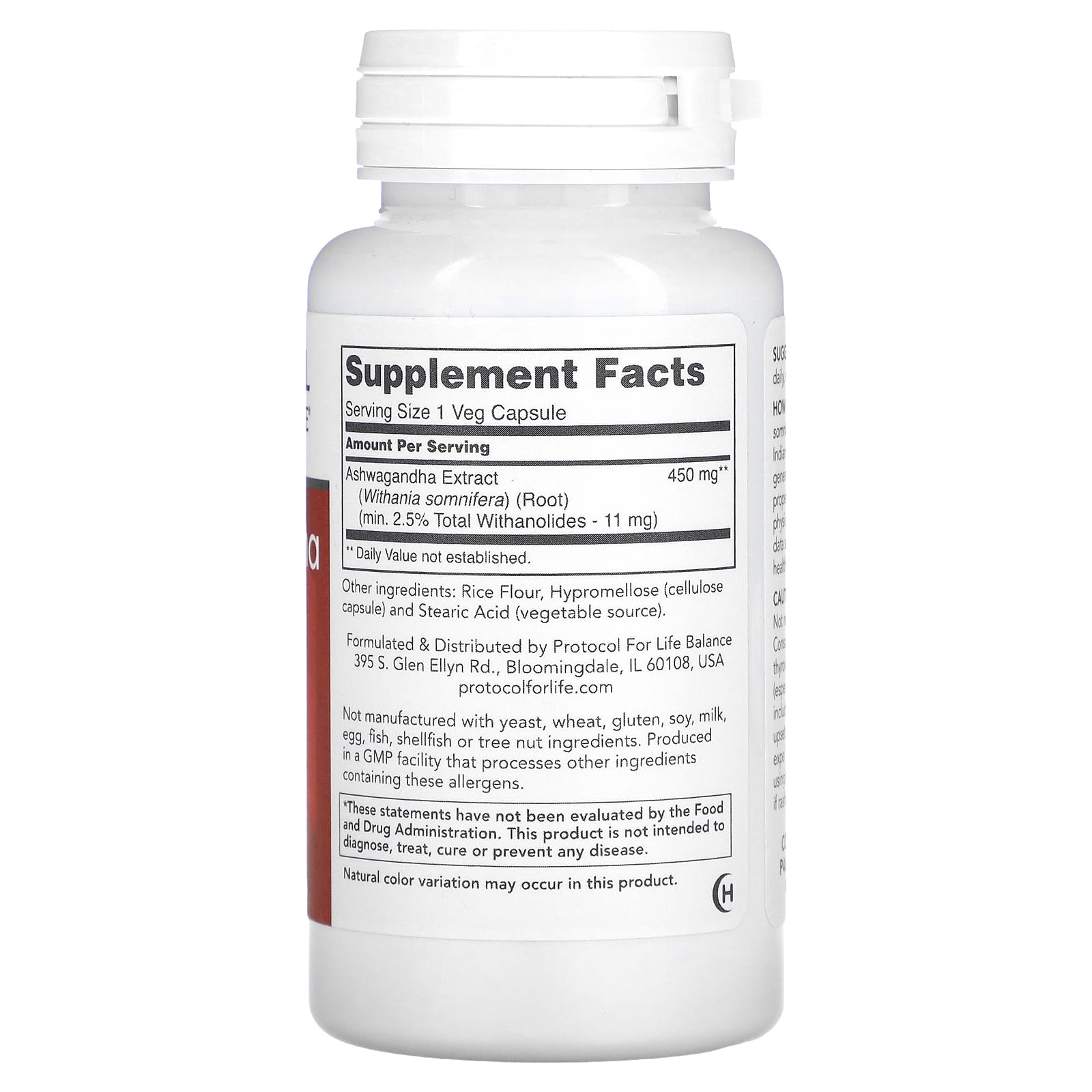 Protocol for Life Balance, Ashwagandha Extract, 450 mg , 90 Veg Capsules