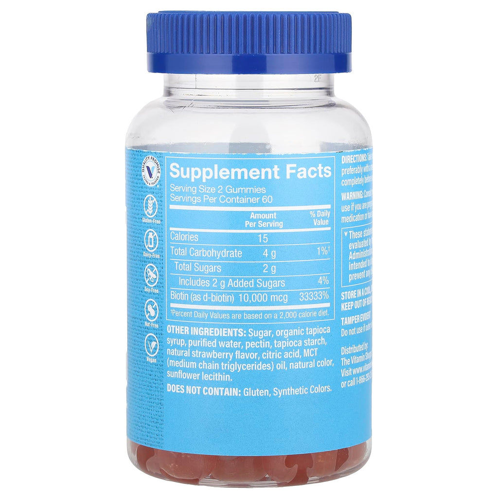 The Vitamin Shoppe, Biotin Gummies, Strawberry, 120 Gummies (5,000 mcg per Gummy)