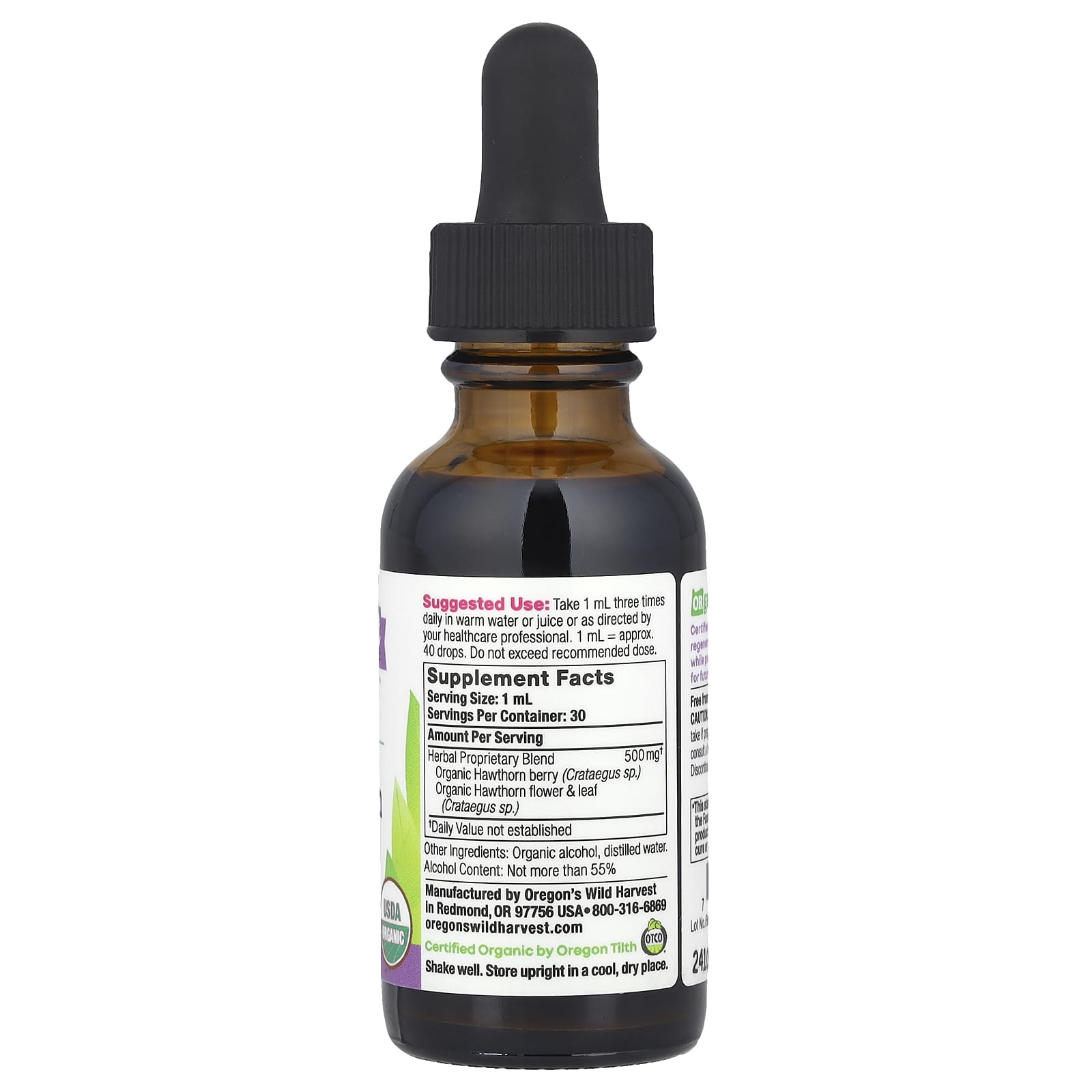 Oregon's Wild Harvest, Organic Hawthorn Extract, 1 fl oz (30 ml)