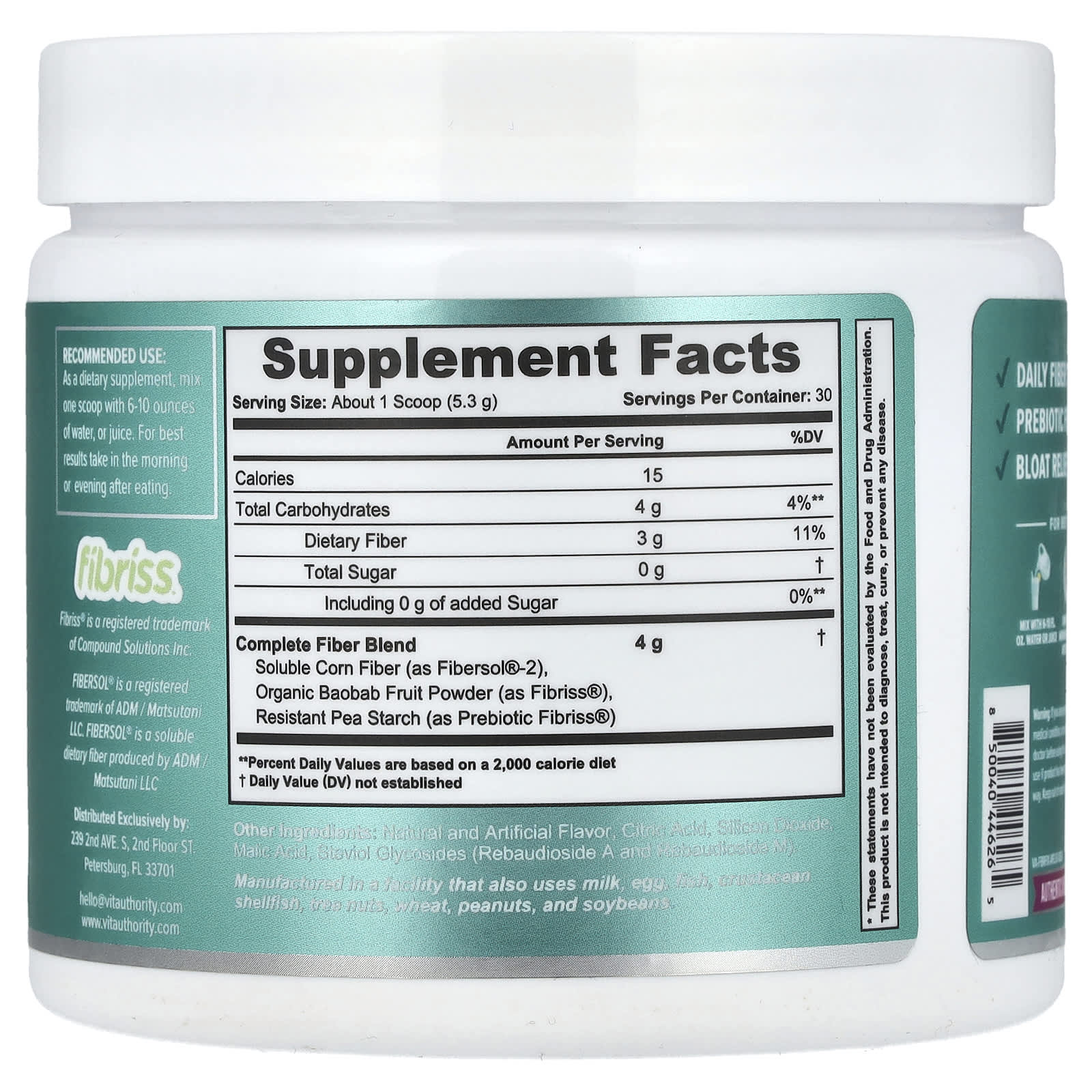 Vitauthority, Fiber Fix, Multi Fiber Gut Aid, Crisp Apple, 5.6 oz (159 g)
