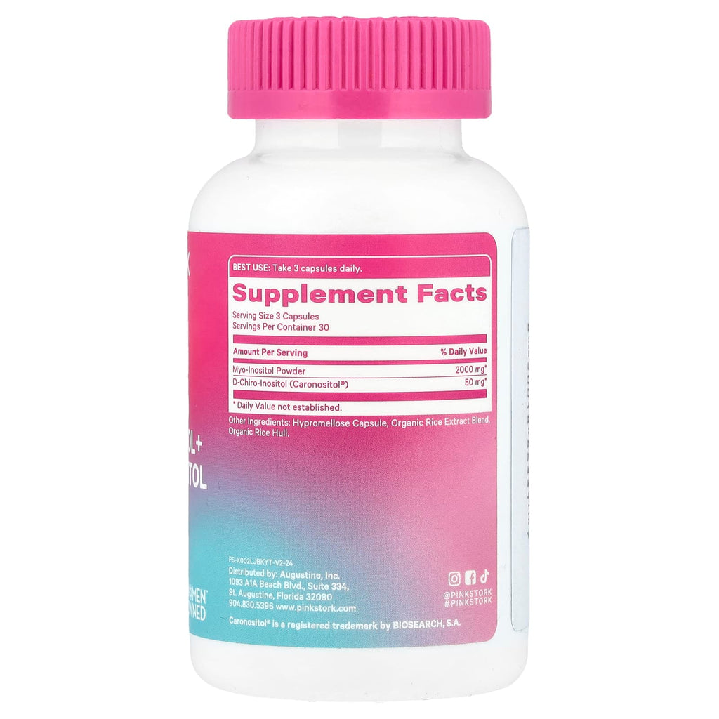 Pink Stork, 40:1 Ratio Myo-Inositol + D-Chiro-Inositol, 90 Capsules