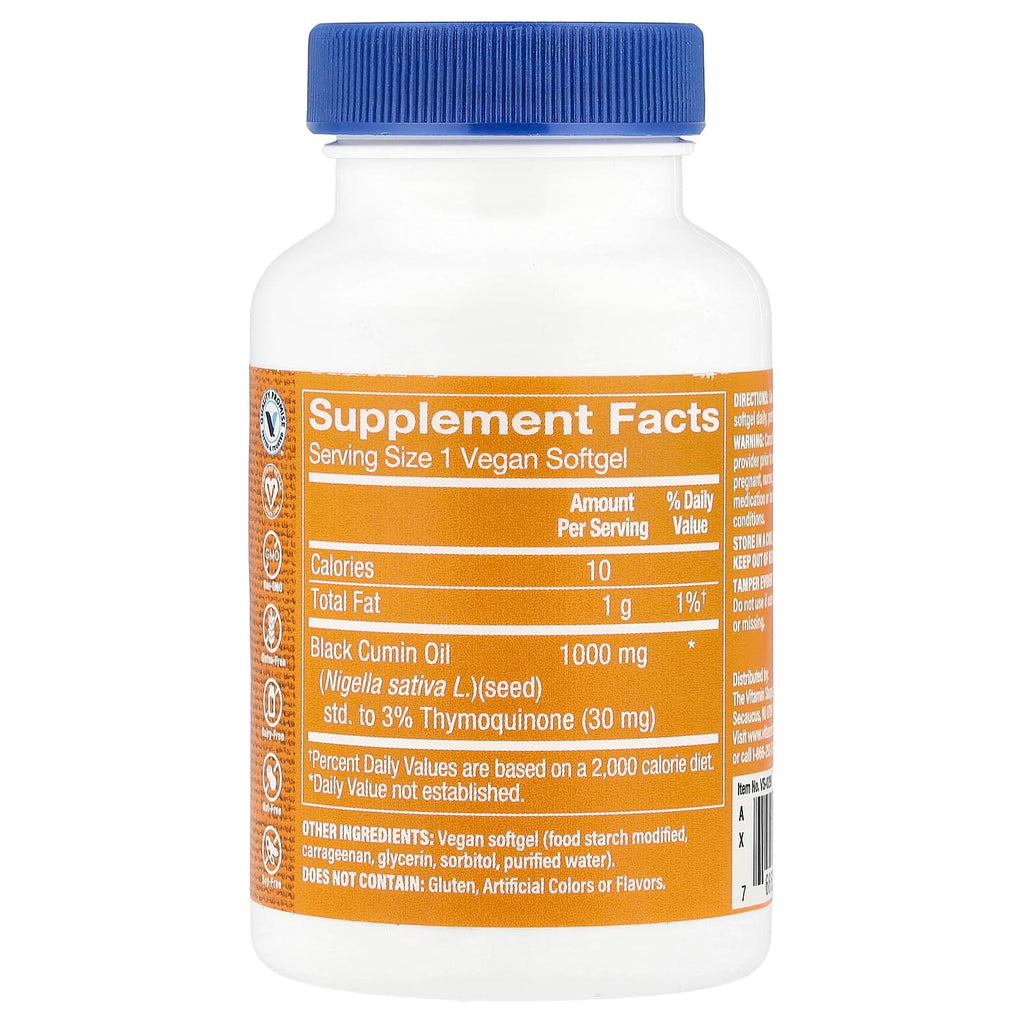 The Vitamin Shoppe, Black Seed Oil, 1,000 mg, 60 Vegan Softgels