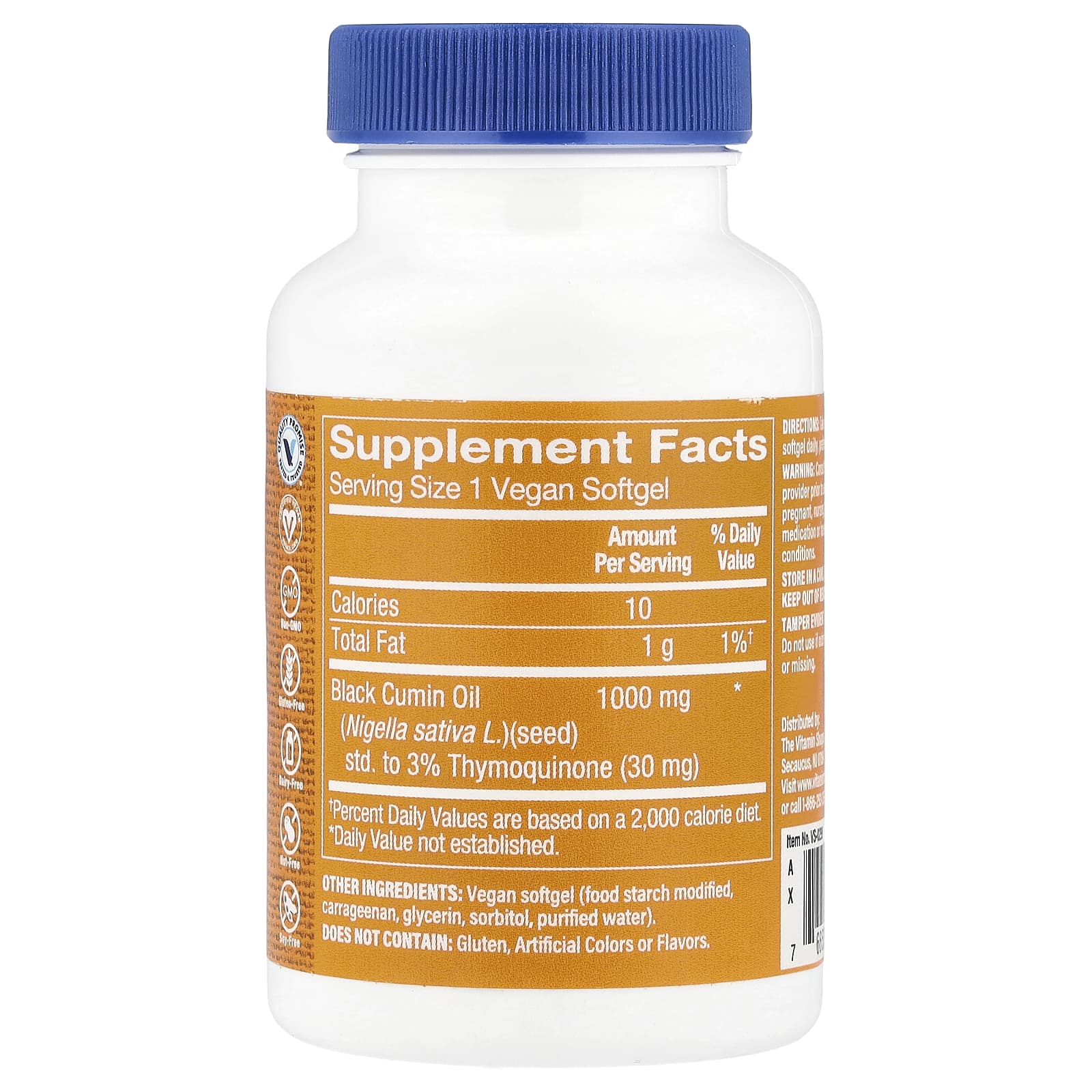 The Vitamin Shoppe, Black Seed Oil, 1,000 mg, 60 Vegan Softgels