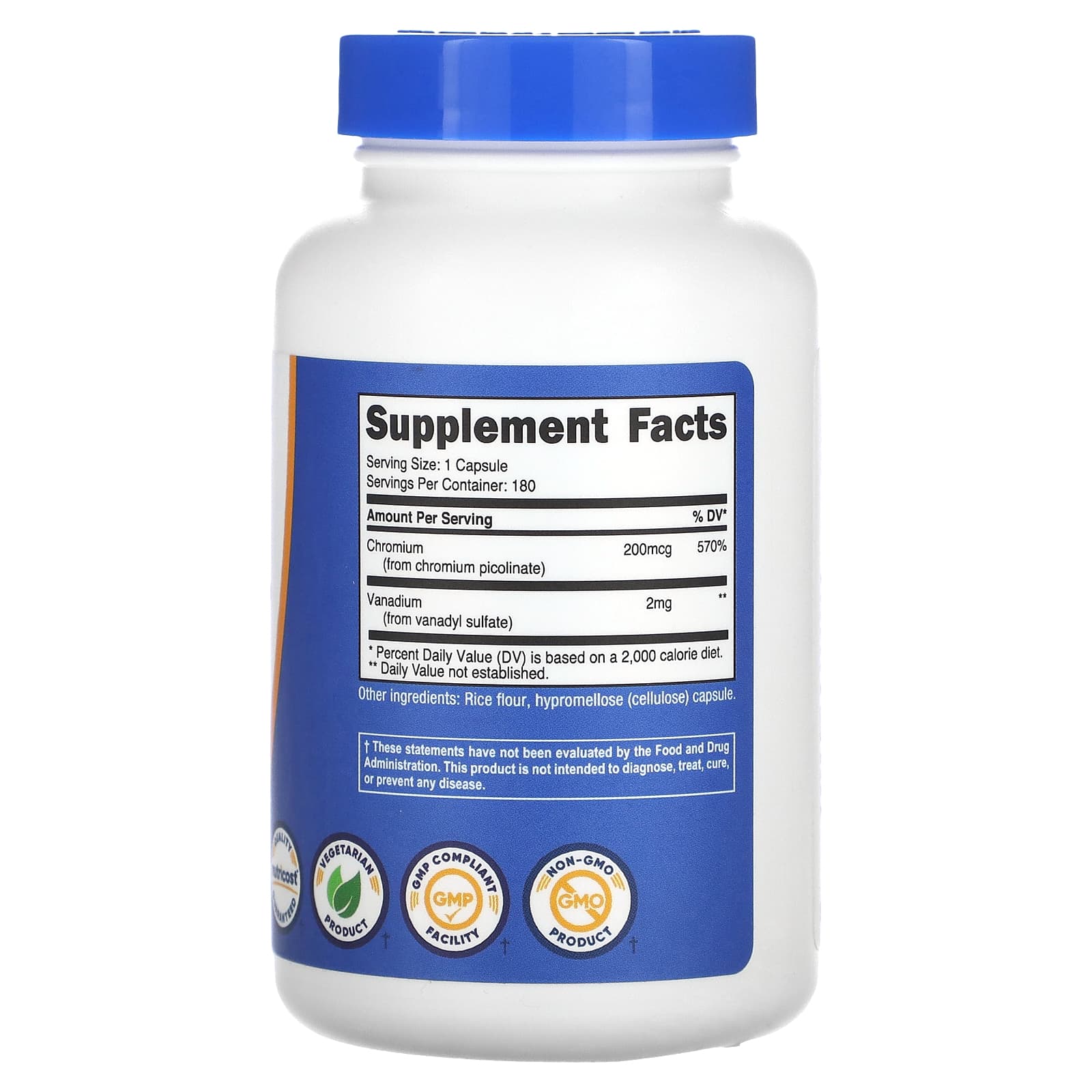 Nutricost, Vanadium , 2 mg , 180 Capsules
