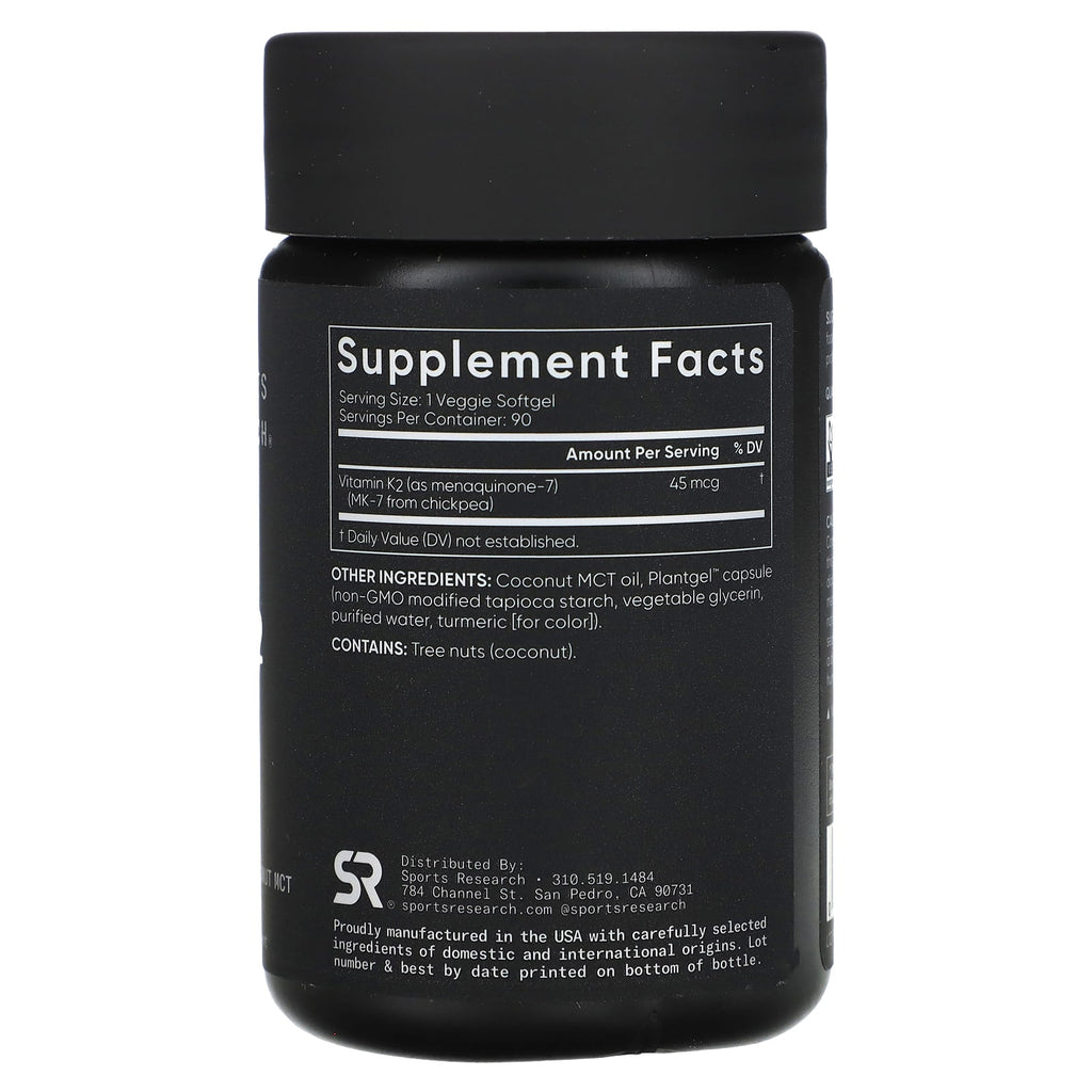 Sports Research, Vitamin K2, Low Dose, 45 mcg, 90 Veggie Softgels