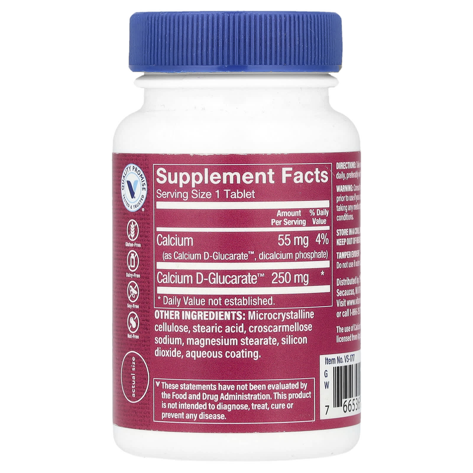 The Vitamin Shoppe, Women's Calcium D-Glucarate™, 250 mg, 60 Tablets