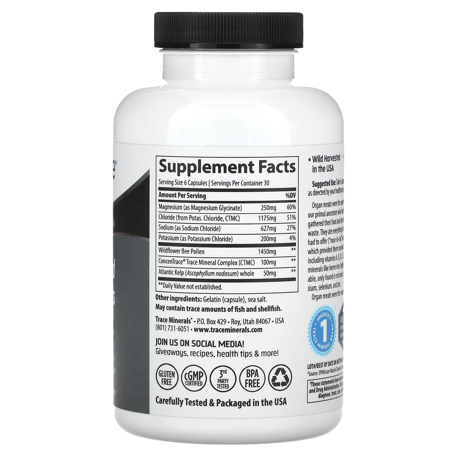 Trace, TM Ancestral, Wholefood Minerals, 642 mg, 180 Capsules