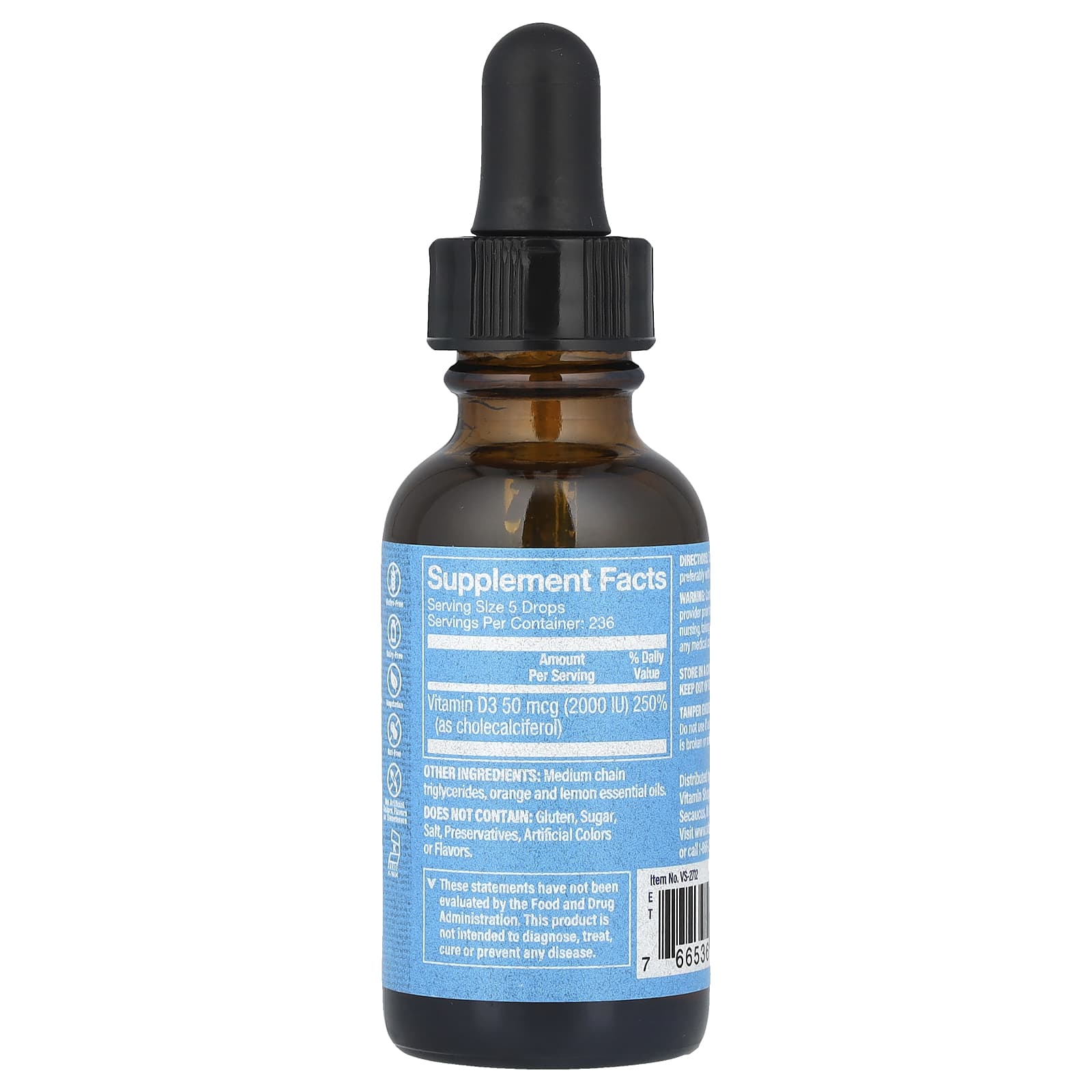 The Vitamin Shoppe, Liquid Vitamin D3, Citrus, 50 mcg (2,000 IU), 1 fl oz (30 ml)