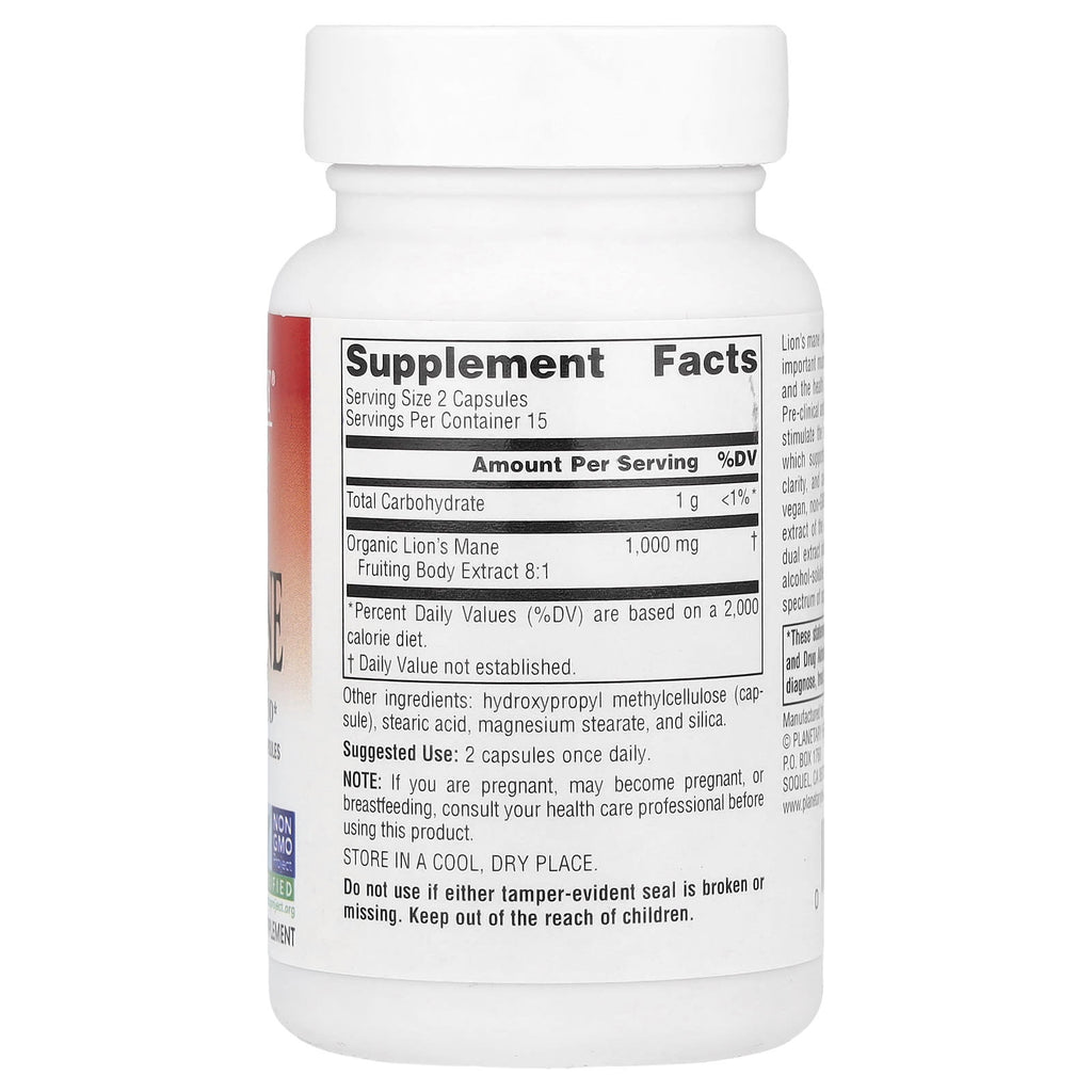 Planetary Herbals, Lion's Mane, 30 Vegan Capsules (500 mg per Capsule)