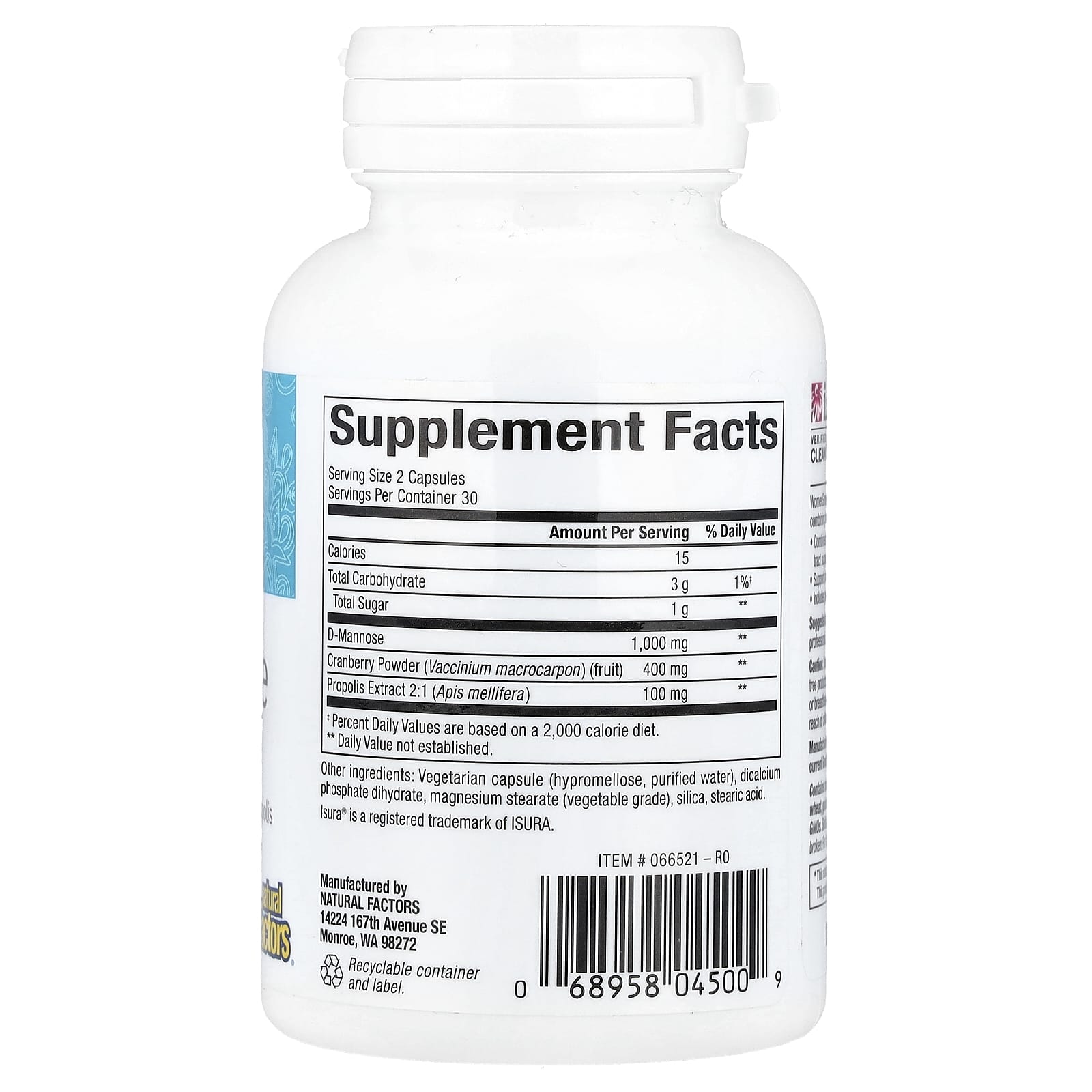 Natural Factors, WomenSense®, D-Mannose, 60 Vegetarian Capsules
