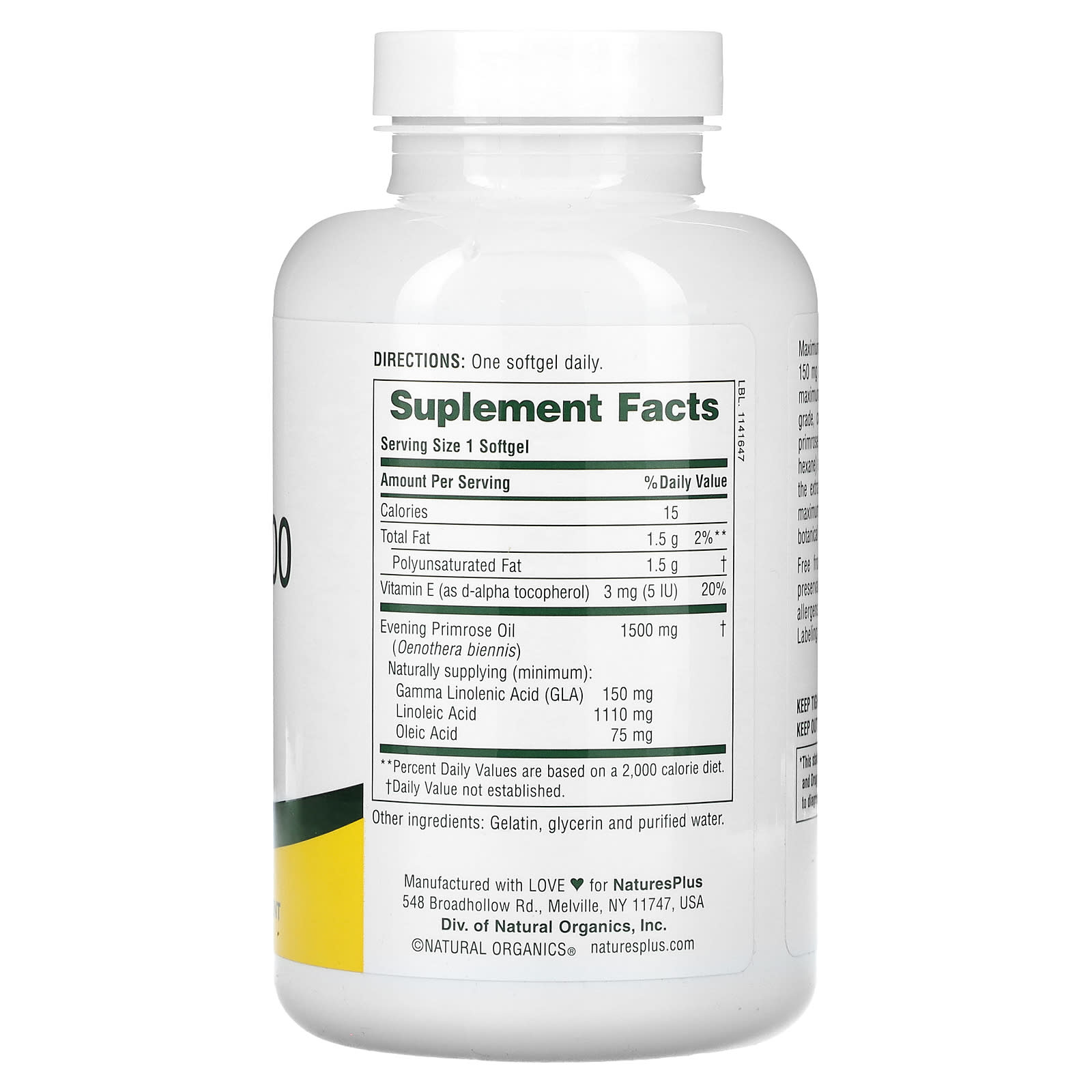 NaturesPlus, Ultra EPO 1500, Evening Primrose Oil, 90 Softgels