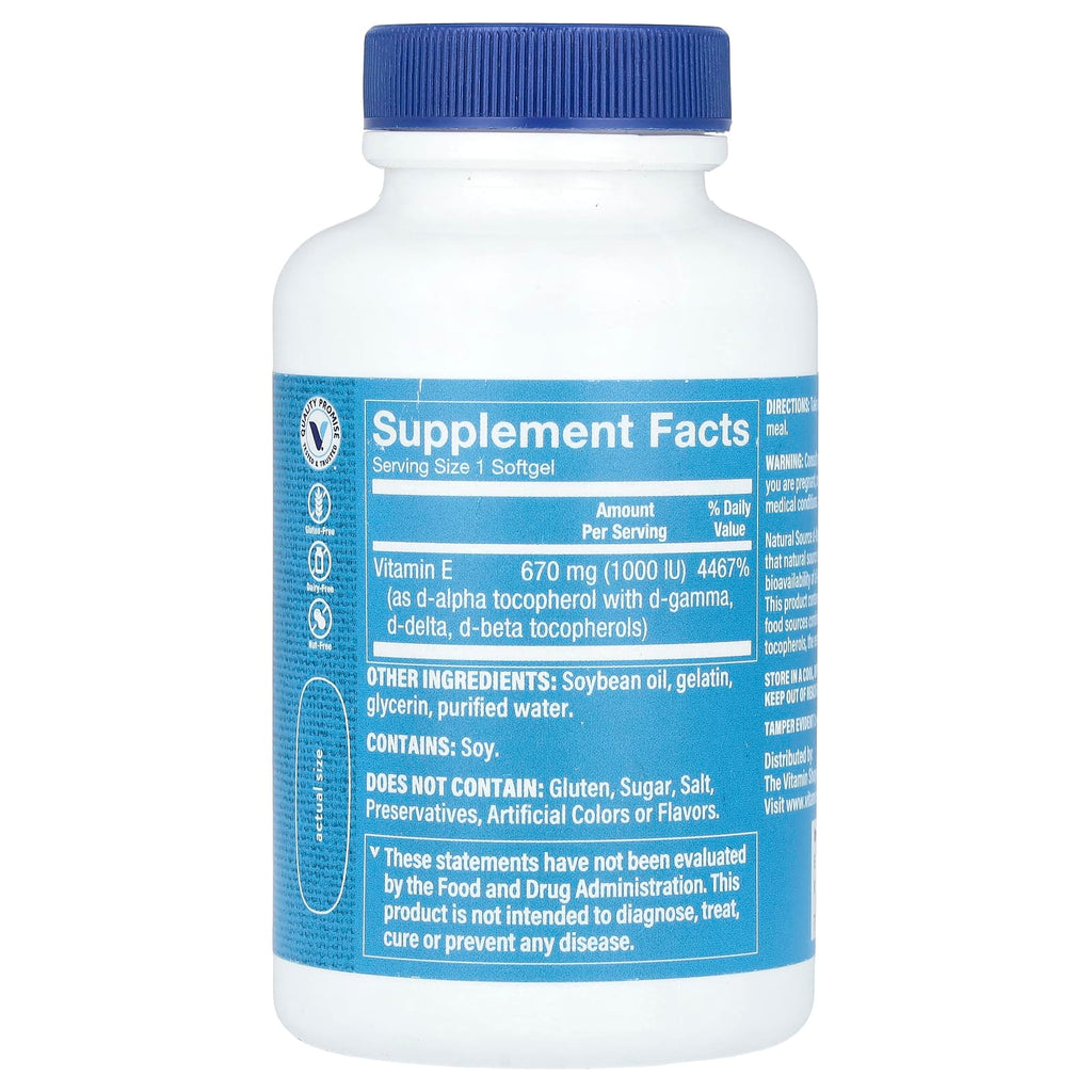 The Vitamin Shoppe, Vitamin E, 670 mg (1,000 IU), 60 Softgel