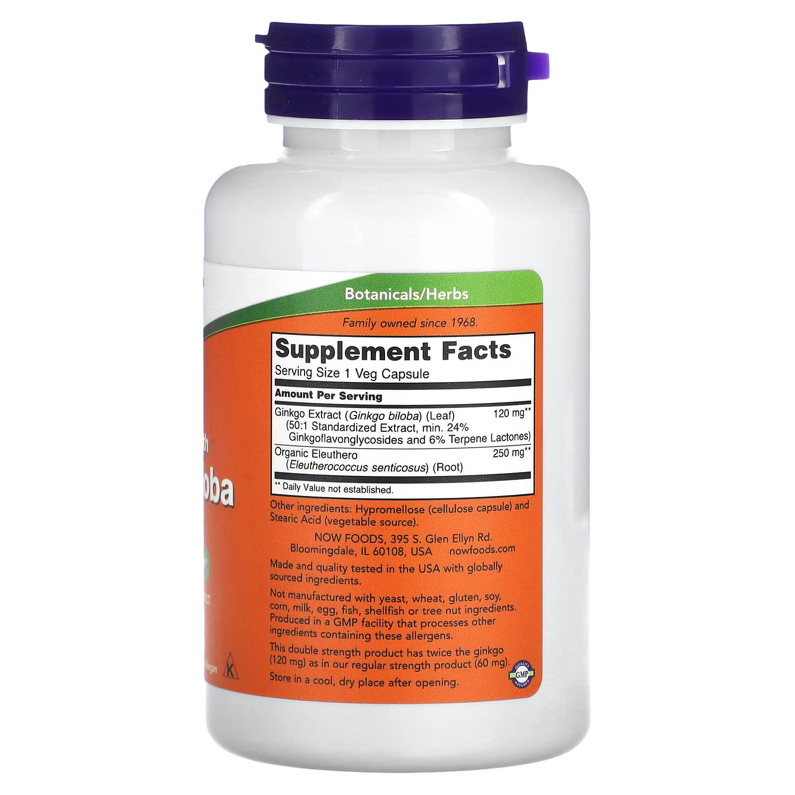NOW Foods, Ginkgo Biloba, 120 mg, 100 Veg Capsules
