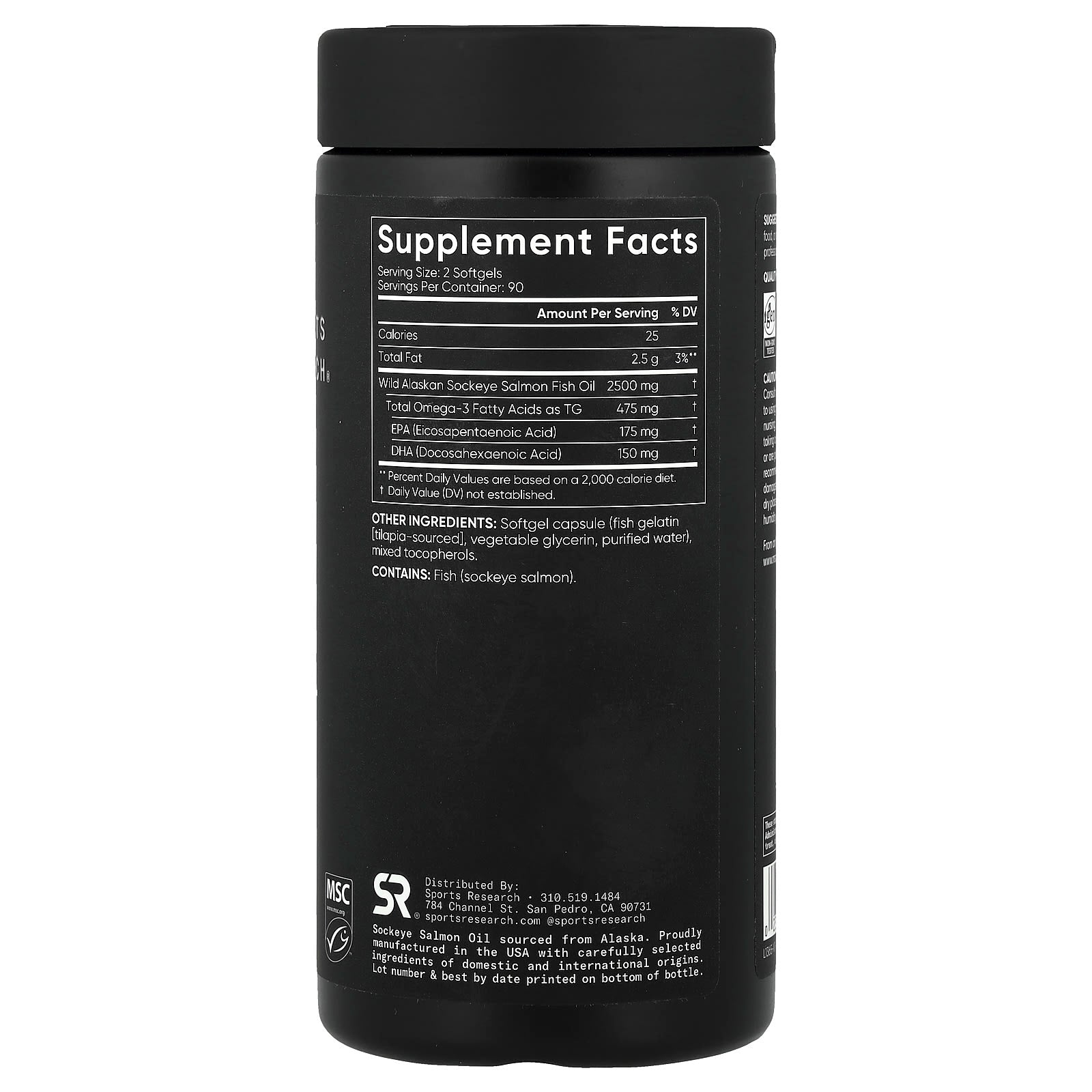 Sports Research, Alaskan Omega-3 Salmon Oil, Wild Caught Sockeye, 180 Softgels