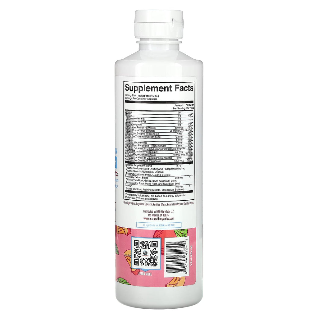 MaryRuth's, Women's Multivitamin + Hair Growth, Peach, 15.22 fl oz (450 ml)