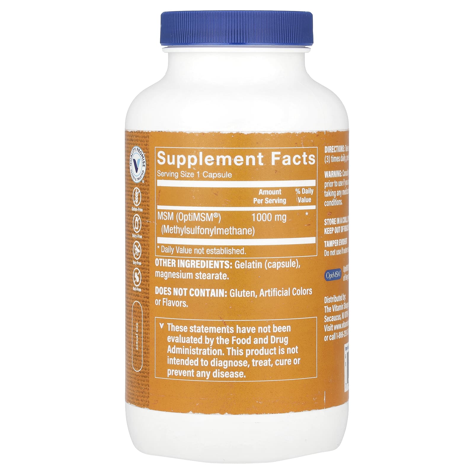 The Vitamin Shoppe, MSM With OptiMSM®, 1,000 mg, 240 Capsules