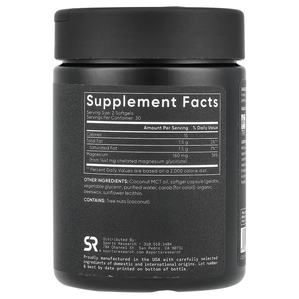 Sports Research, Magnesium Glycinate, 60 Softgels (80 mg per Softgel)