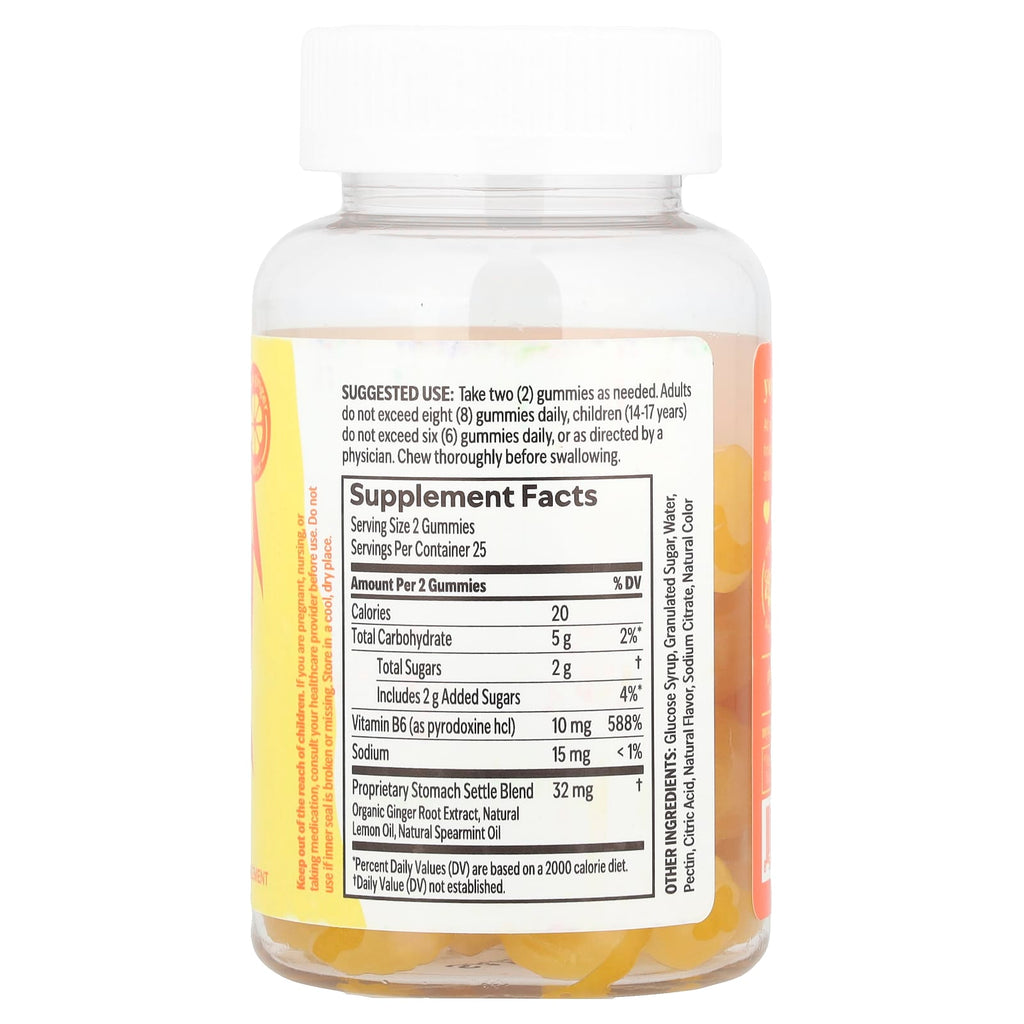 UpSpring, Stomach Settle® Gummies, Lemon Ginger, 50 Vegan Gummies