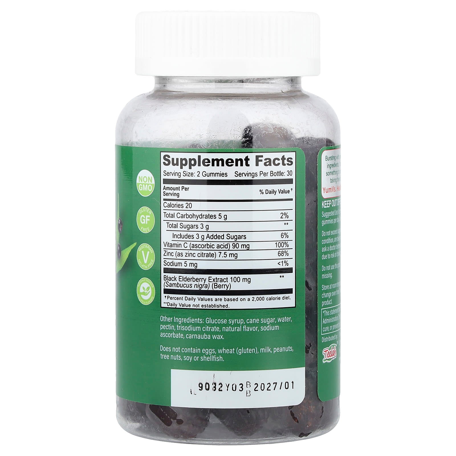 YumVs, Elderberry With Vitamin C & Zinc Gummies, Berry, 60 Gummies