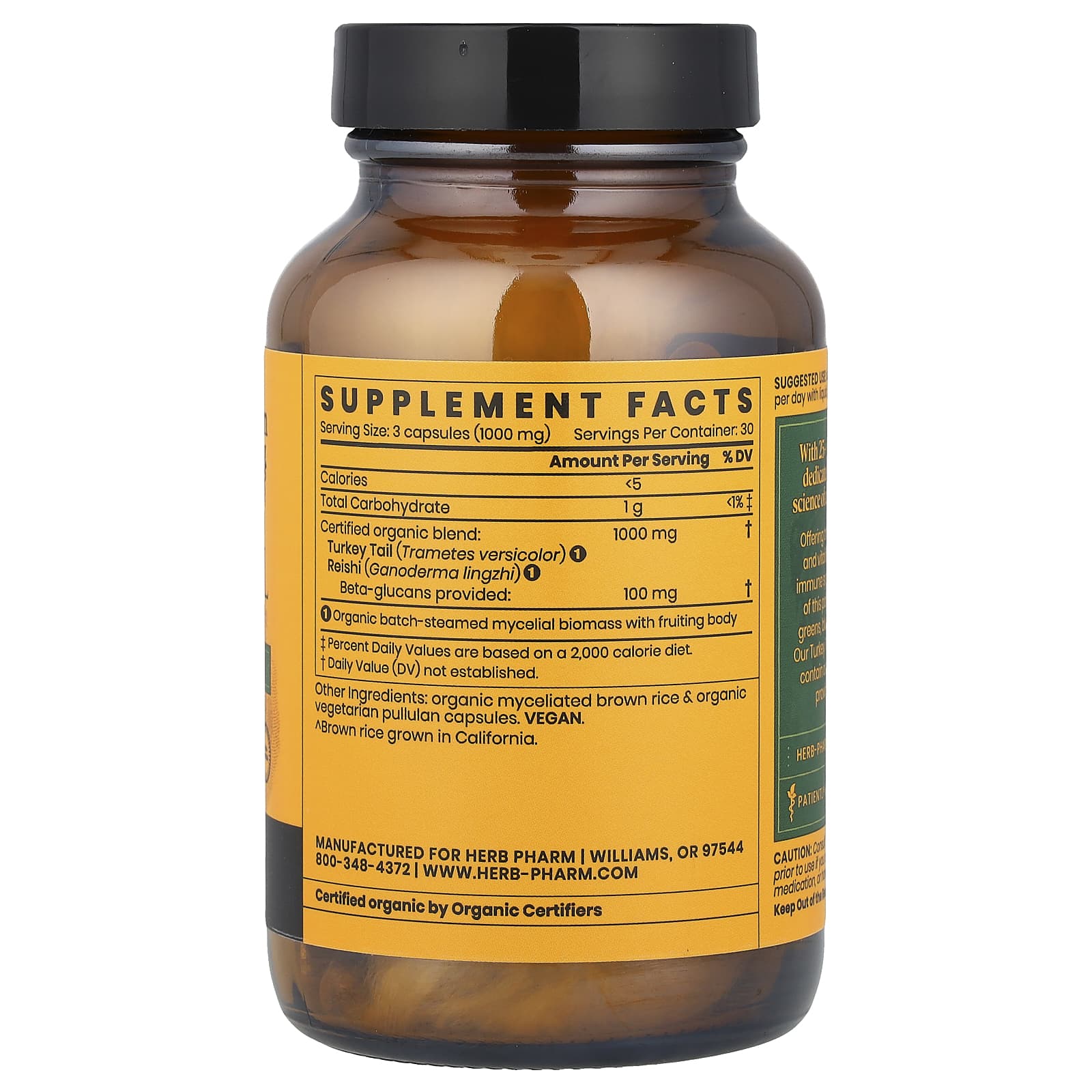 Herb Pharm, Mushroom Wellness™, Turkey Tail Blend With Reishi, 90 Vegetarian Capsules