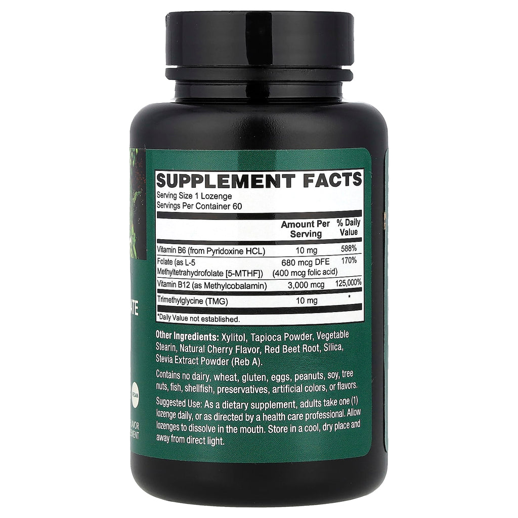 PlantFusion, Vegan Methyl B-12 + Folate, Natural Cherry, 60 Lozenges