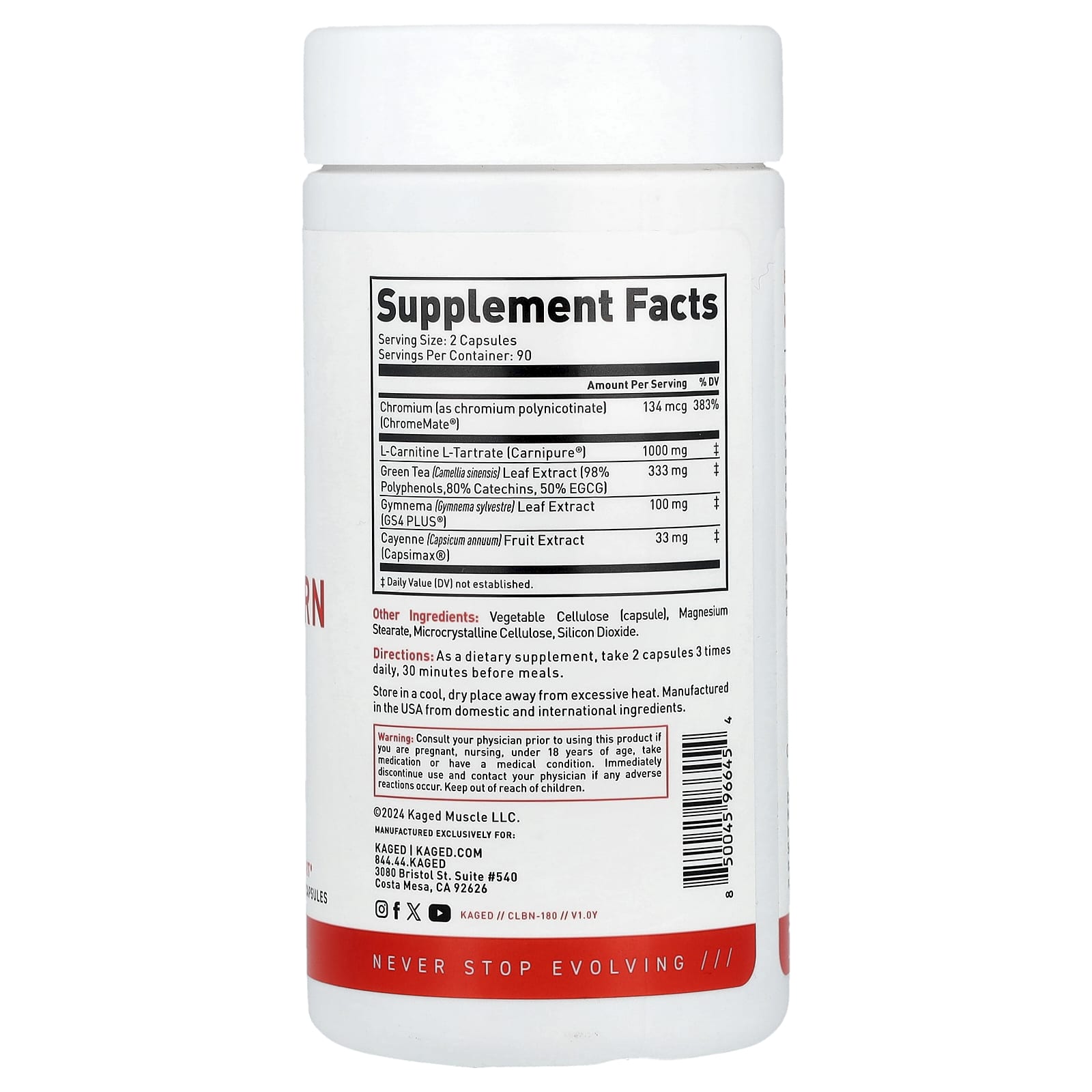 Kaged, Clean Burn, 180 Vegetable Capsules
