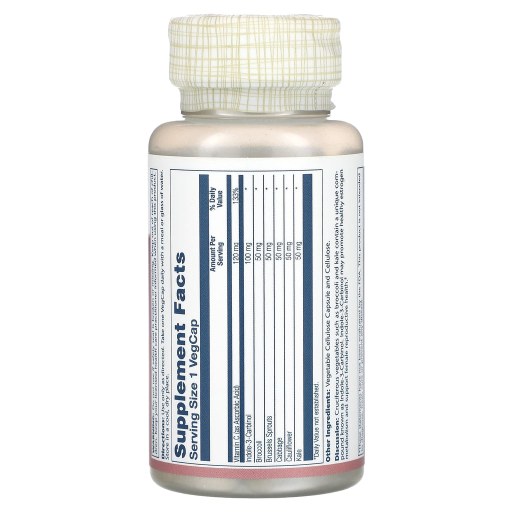 Solaray, Indole-3-Carbinol With Cruciferous Vegetables, 100 mg, 30 VegCaps