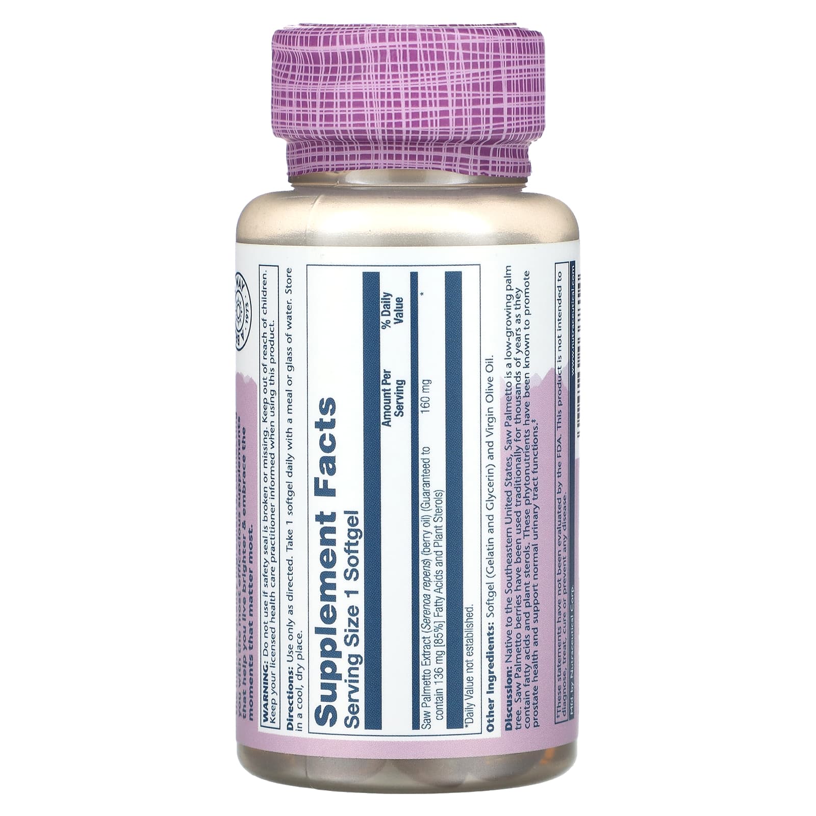 Solaray, Vital Extracts Saw Palmetto, 160 mg, 30 Softgels