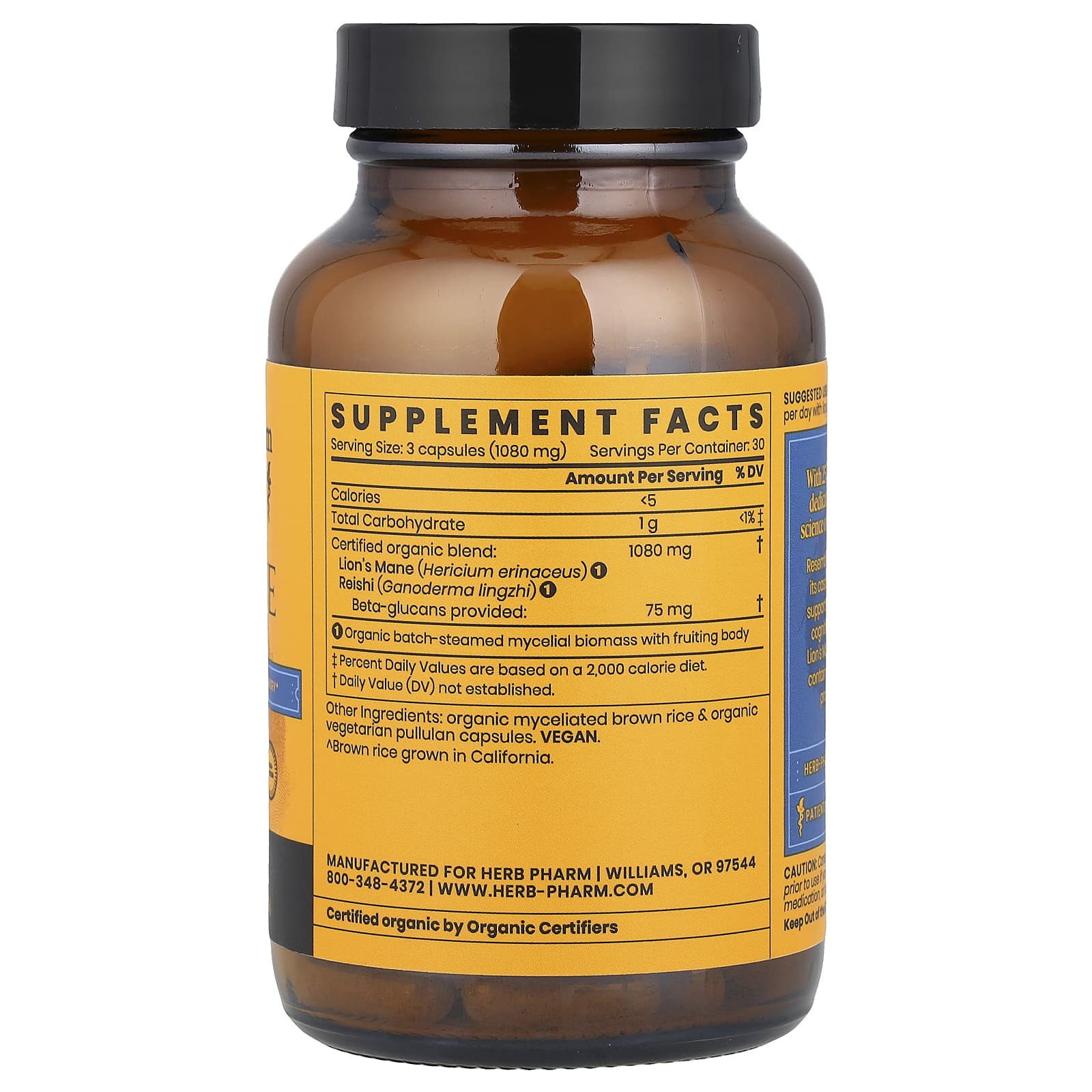 Herb Pharm, Mushroom Wellness™, Lion's Mane Blend With Reishi , 90 Vegetarian Capsules