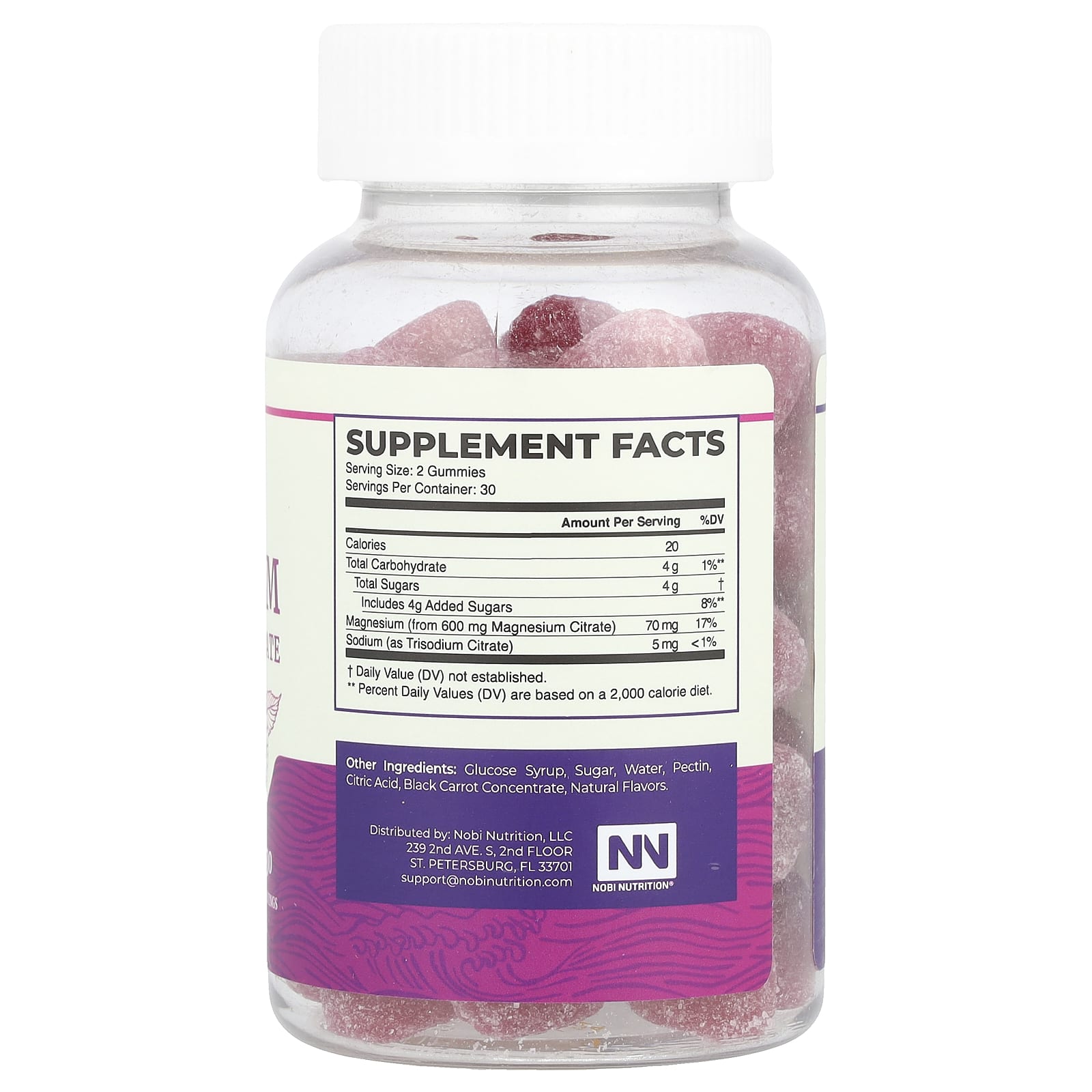 Nobi Nutrition, Magnesium Citrate Gummies, High Absorption, Raspberry, 60 Gummies (300 mg per Gummy)