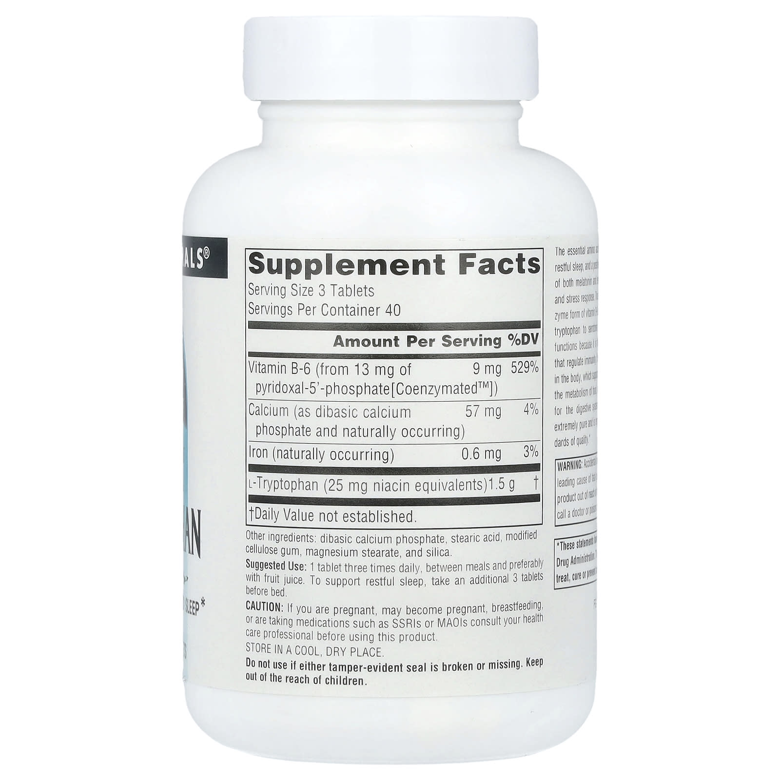 Source Naturals, L-Tryptophan With Coenzyme B-6, 120 Tablets