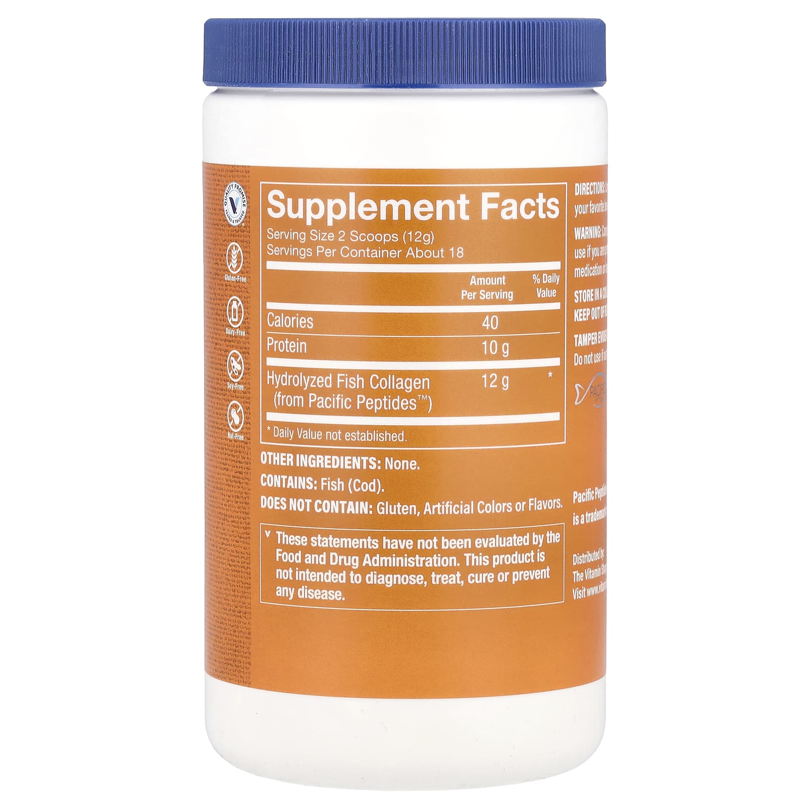 The Vitamin Shoppe, Marine Collagen, Unflavored, 7.62 oz (216 g)