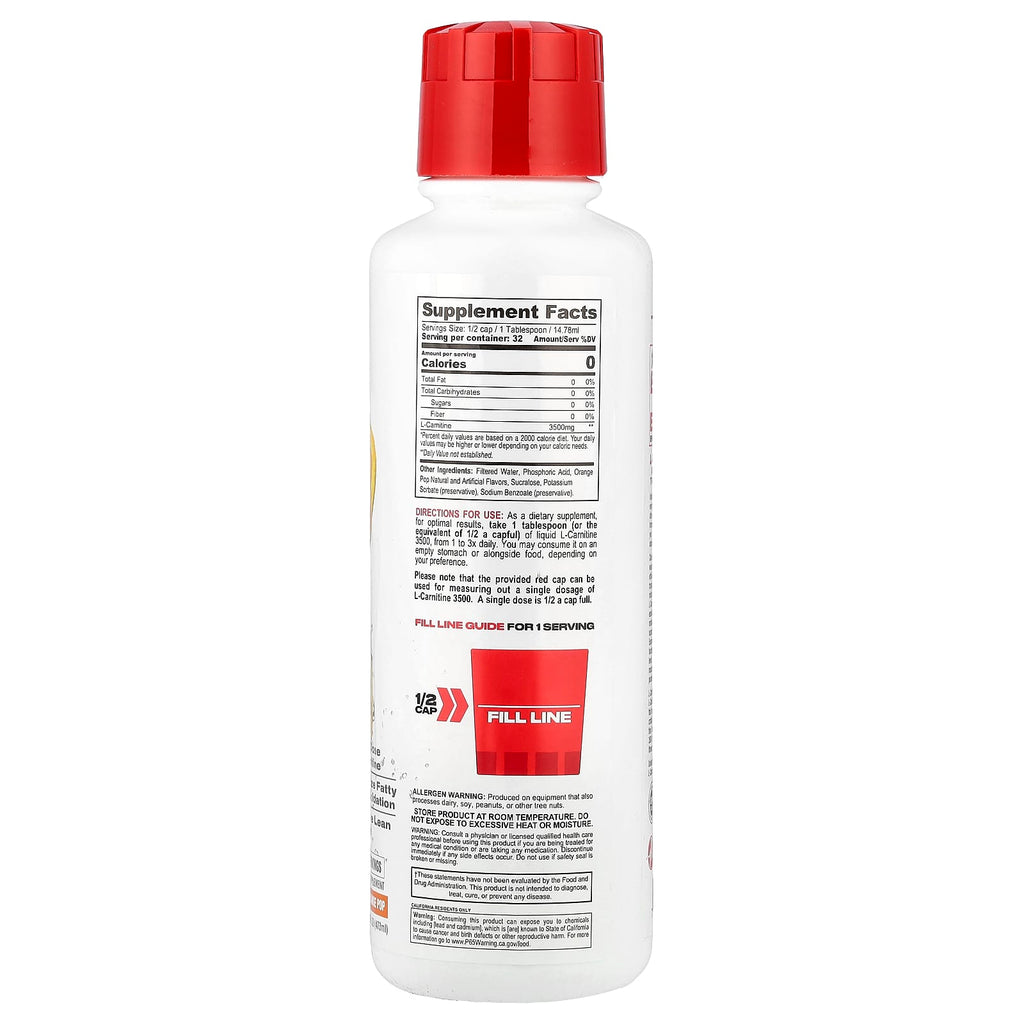 Metabolic Nutrition, L-Carnitine® 3500, Frozen Orange Pop, 16 fl oz (473 ml)
