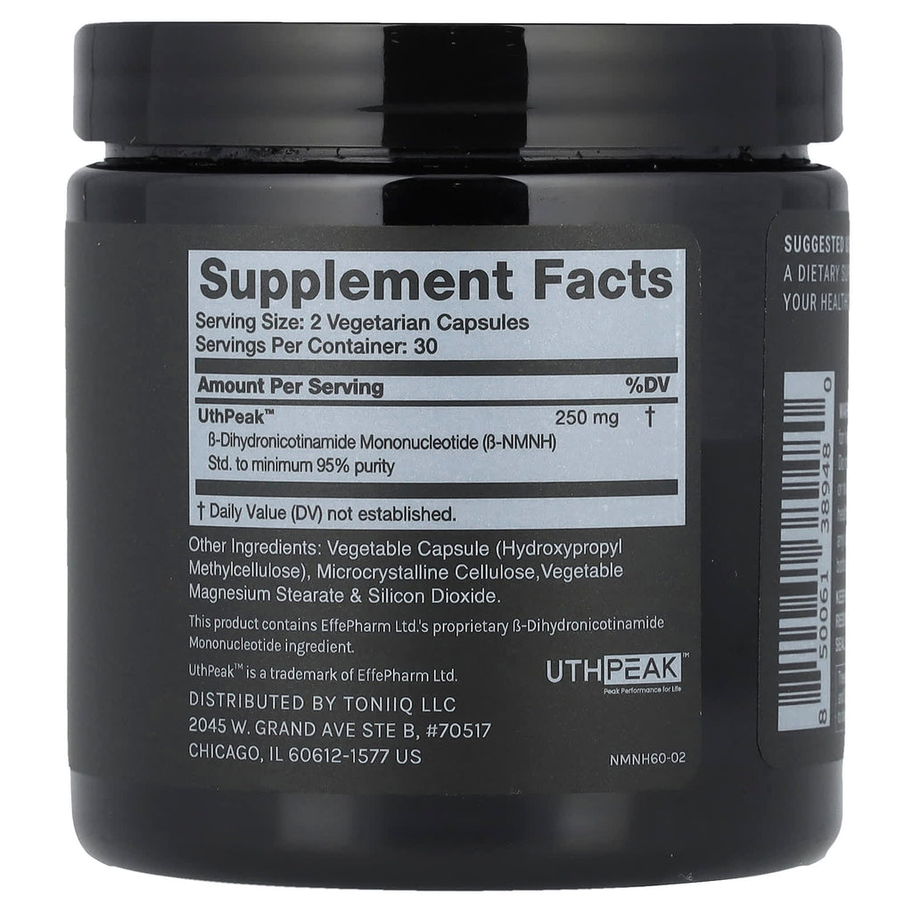 Toniiq, NMNH, Ultra High Purity, 60 Capsules (125 mg per Capsule)