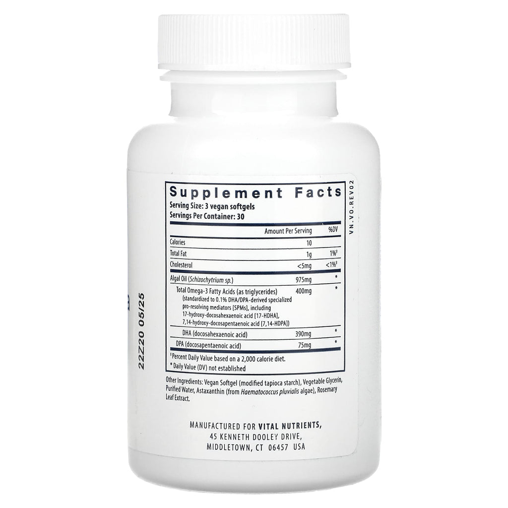 Vital Nutrients, Ultra Pure, Vegan Omega SPM+, 90 Vegan Softgels