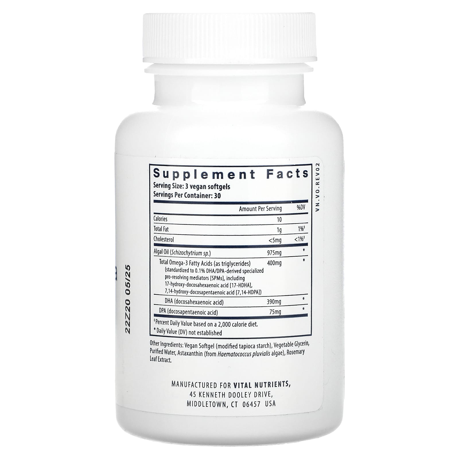Vital Nutrients, Ultra Pure, Vegan Omega SPM+, 90 Vegan Softgels