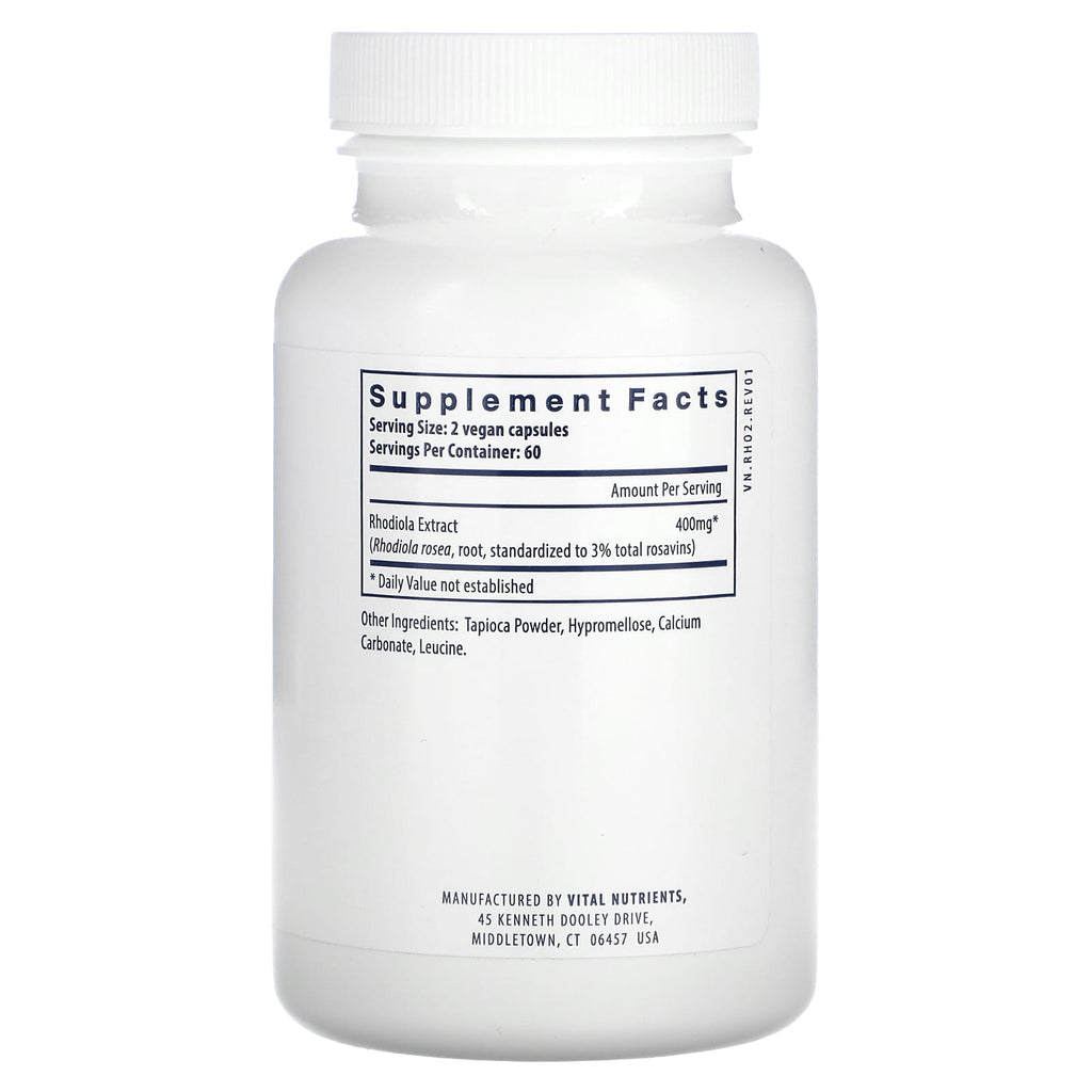 Vital Nutrients, Rhodiola Rosea, 120 Vegan Capsules (200 mg per Capsule)