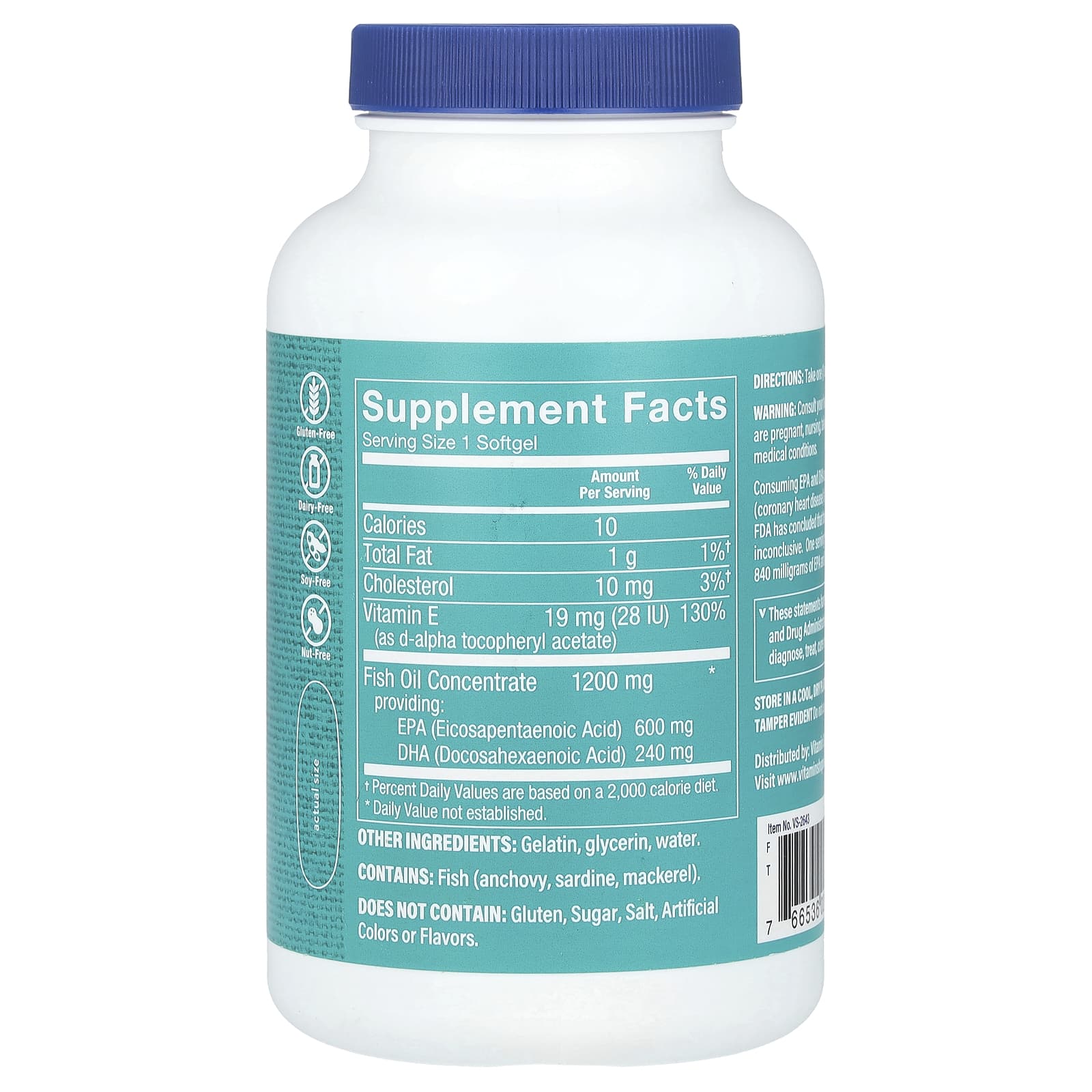 The Vitamin Shoppe, Omega-3 Fish Oil, 1,200 mg, 180 Softgels