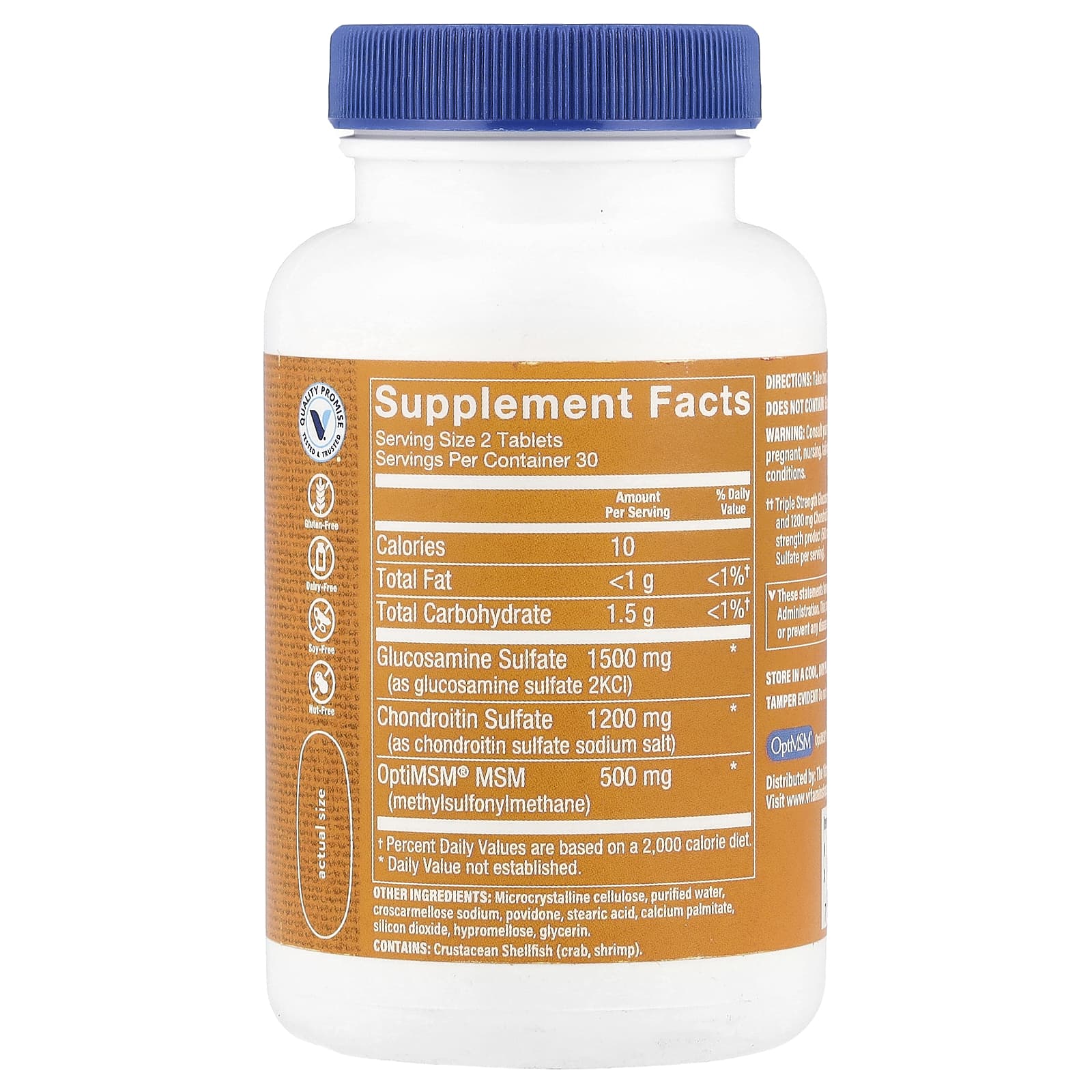 The Vitamin Shoppe, Triple Strength Glucosamine Chondroitin With MSM, 60 Tablets