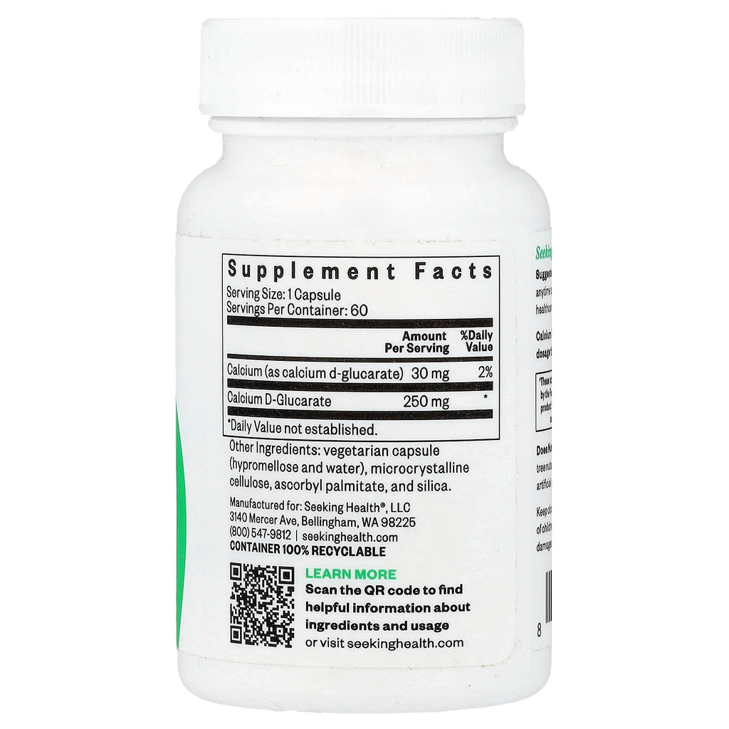 Seeking Health, Calcium D-Glucarate, 250 mg, 60 Capsules